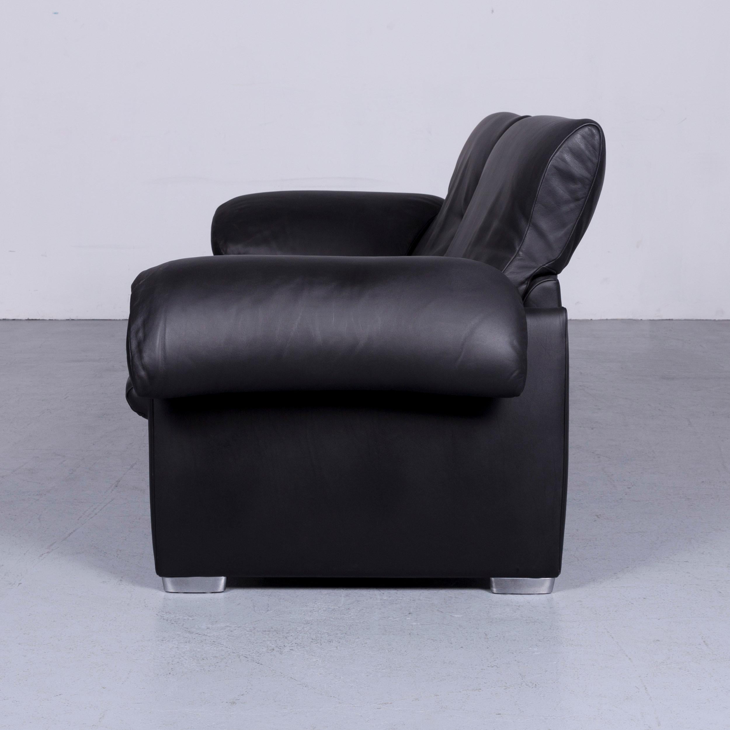 De Sede Ds 10 Designer Sofa Black Leather Three-Seat Couch 5
