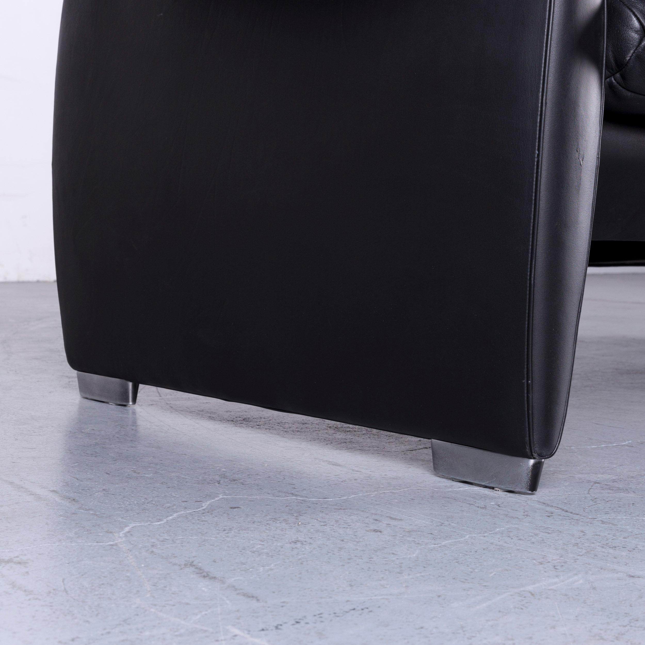 De Sede Ds 10 Designer Sofa Black Leather Three-Seat Couch 2