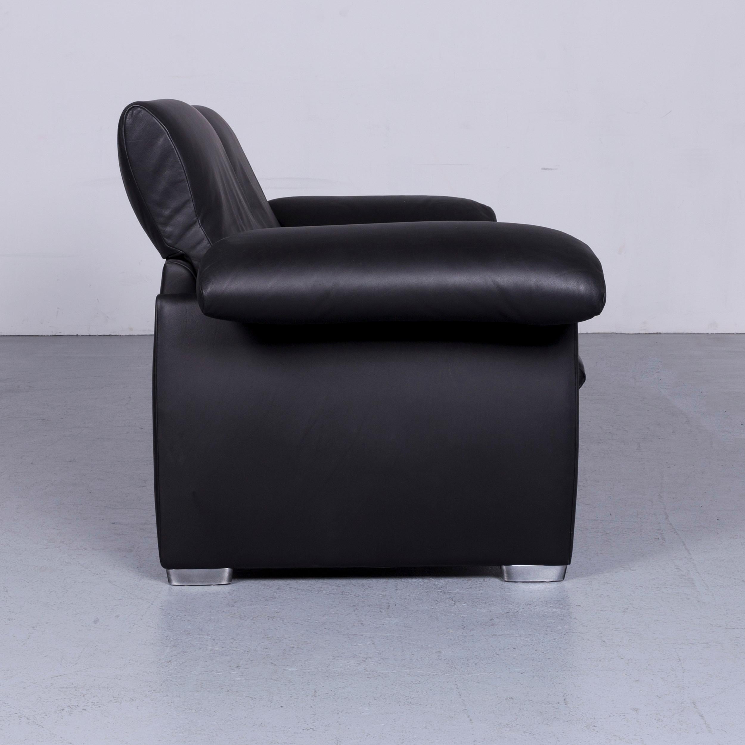 De Sede Ds 10 Designer Sofa Black Leather Three-Seat Couch 3