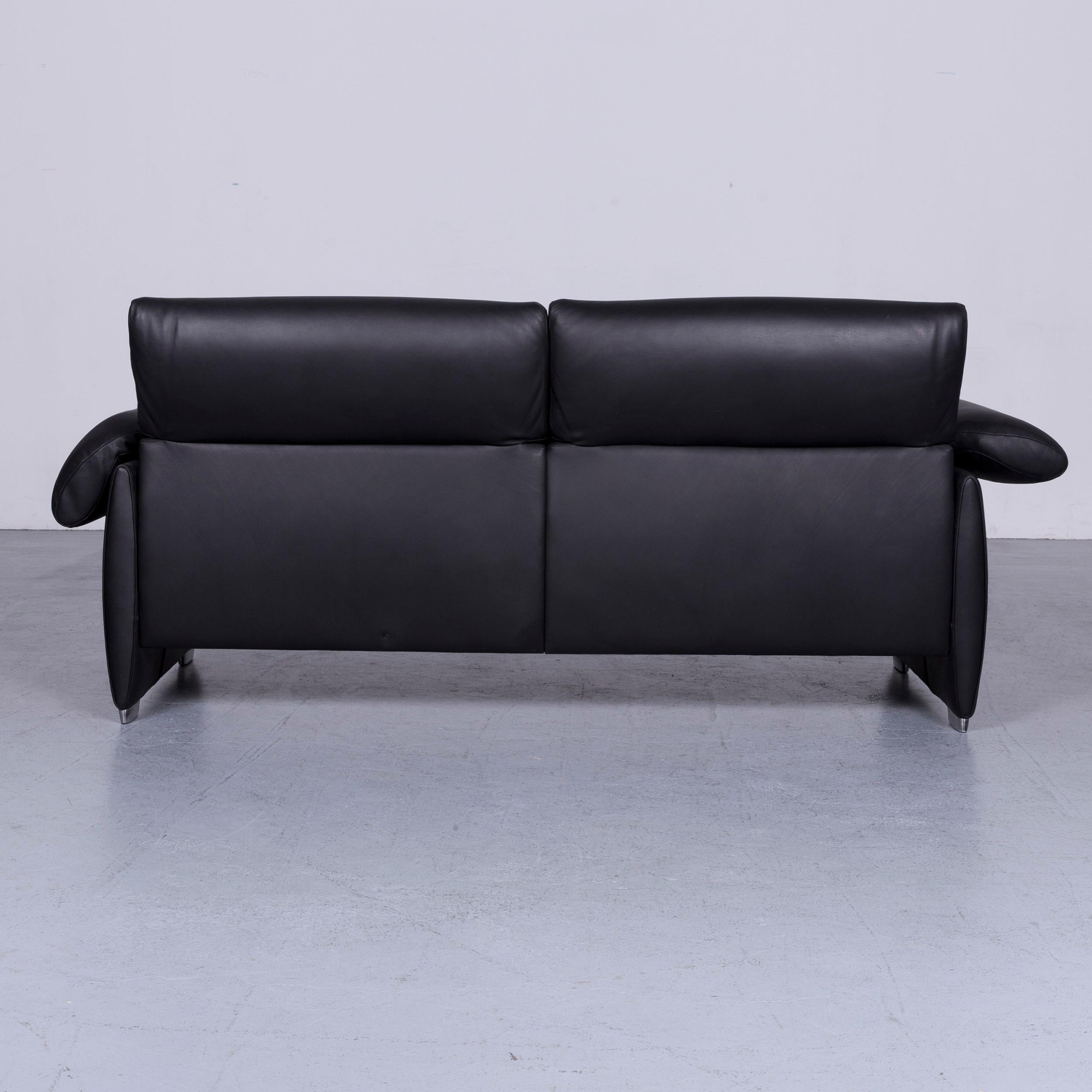 De Sede Ds 10 Designer Sofa Black Leather Three-Seat Couch 4