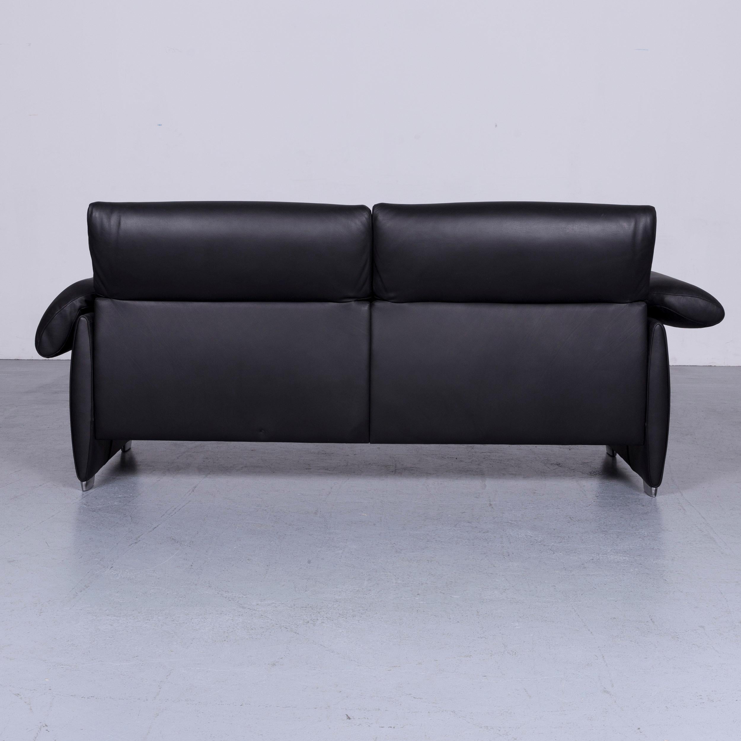 De Sede DS 10 Designer Sofa Black Leather Three-Seat Two-Seat Set Couch 5