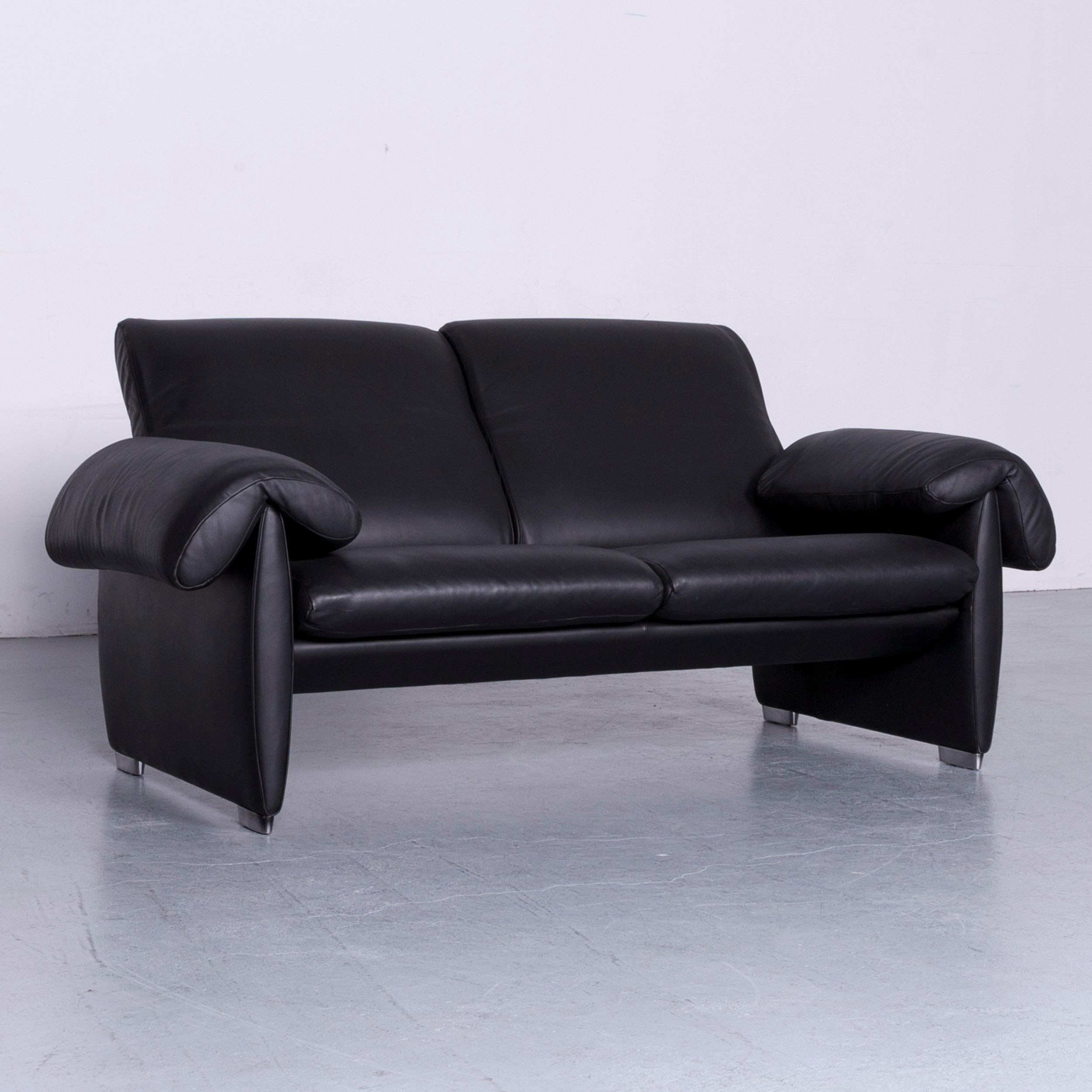De Sede DS 10 Designer Sofa Black Leather Three-Seat Two-Seat Set Couch 8