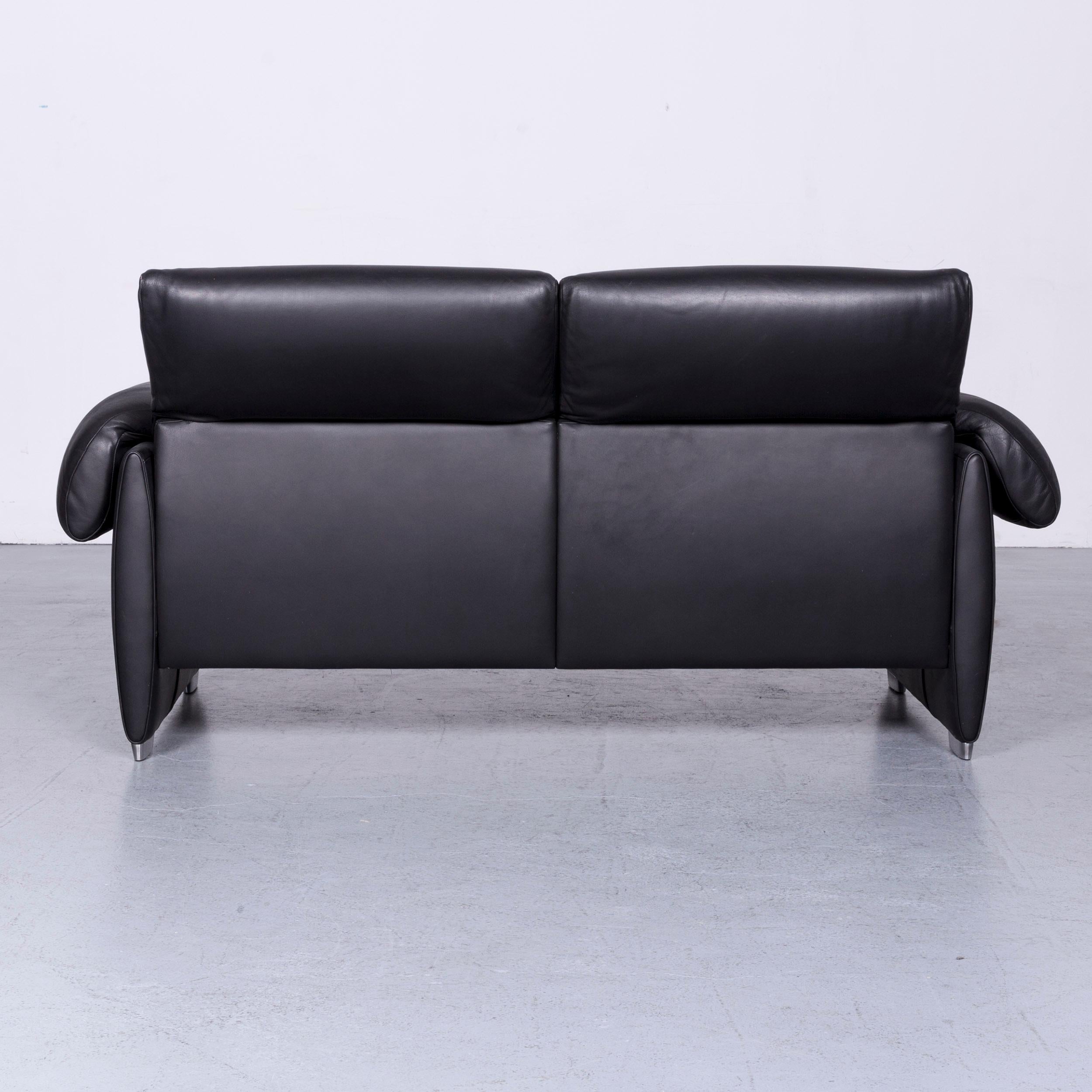 De Sede DS 10 Designer Sofa Black Leather Three-Seat Two-Seat Set Couch 15
