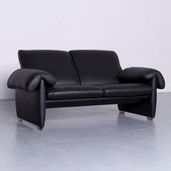 De Sede DS 10 Designer Sofa Black Leather Two-Seat Couch