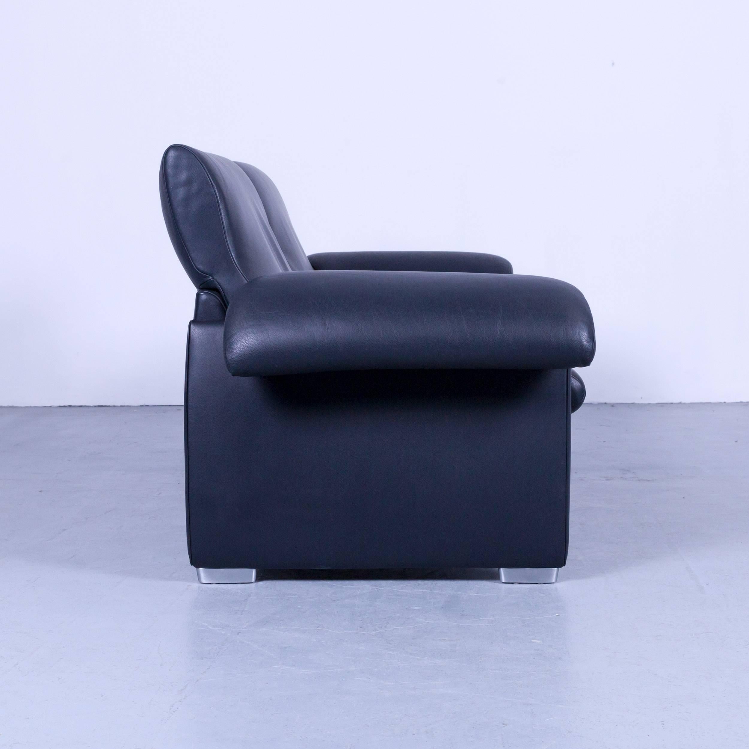 Contemporary De Sede DS 10 Designer Sofa Navy Blue Leather Three-Seat Couch Switzerland