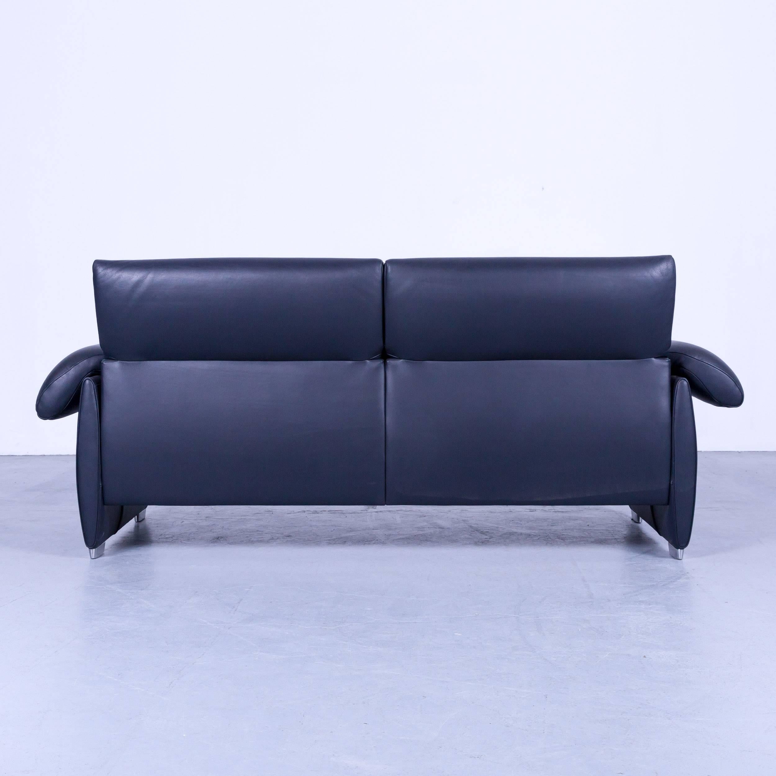 De Sede DS 10 Designer Sofa Navy Blue Leather Three-Seat Couch Switzerland 1