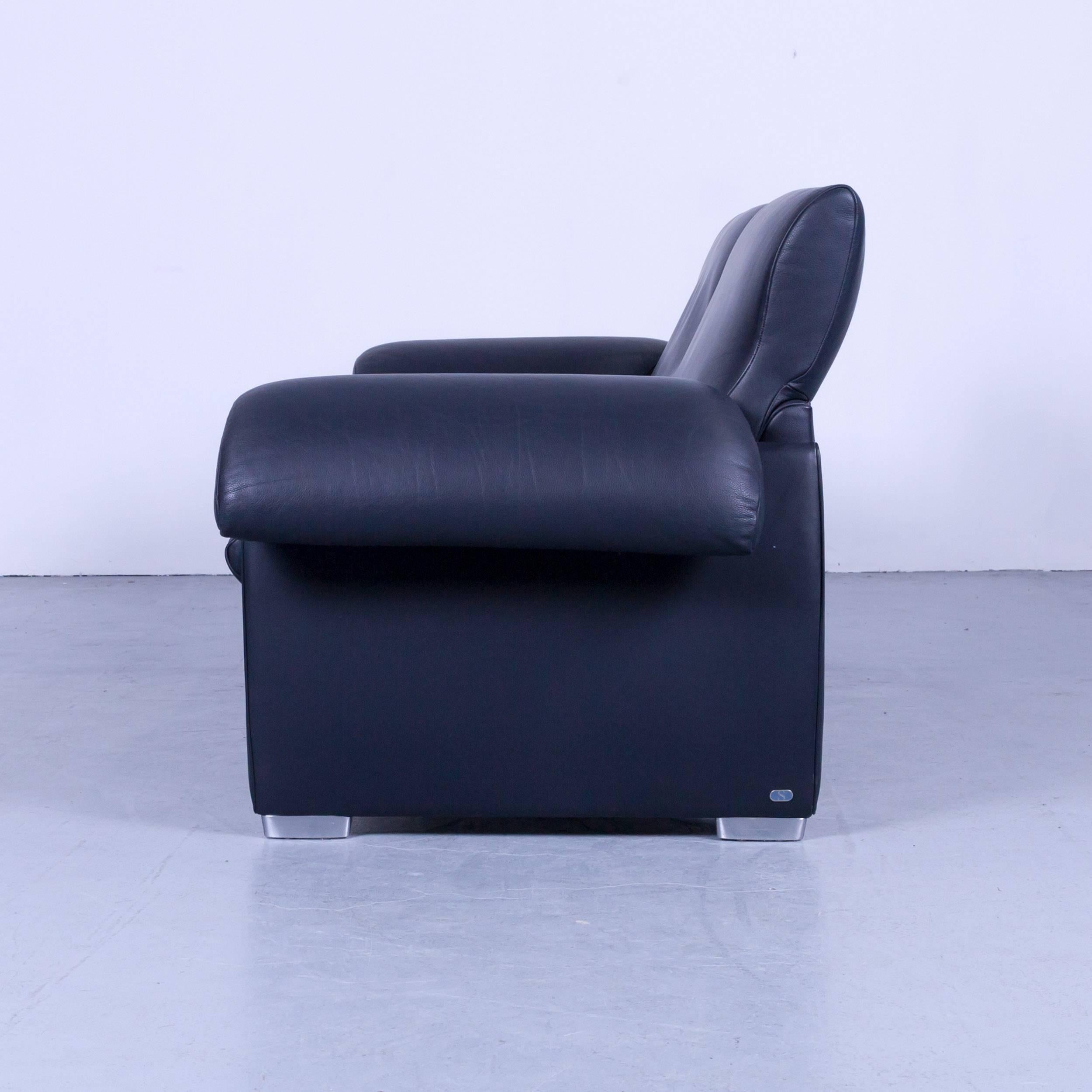De Sede DS 10 Designer Sofa Navy Blue Leather Three-Seat Couch Switzerland 2