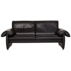 De Sede DS 10 Leather Sofa Black Two-Seat Couch
