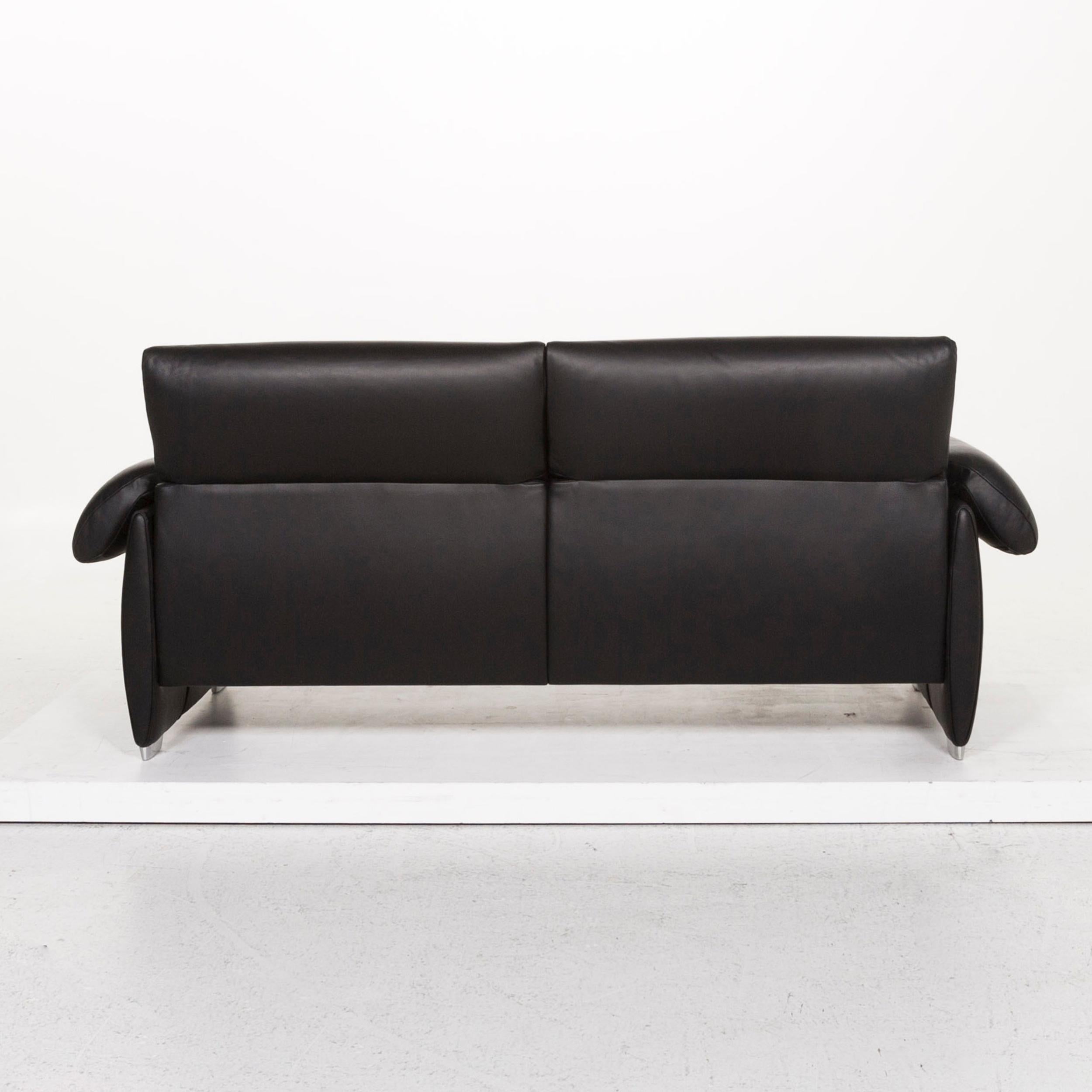 De Sede DS 10 Leather Sofa Black Two-Seat Couch For Sale 7
