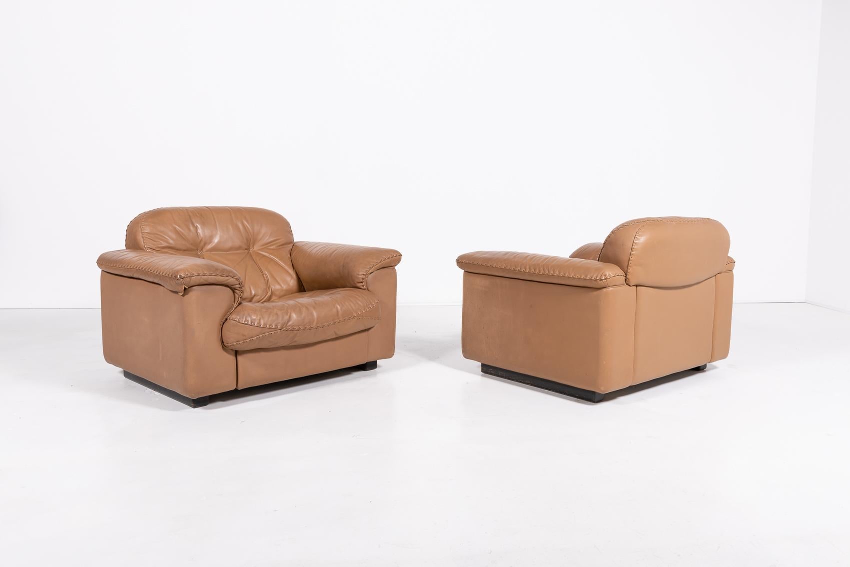 De Sede DS 101 brown leather lounge chairs, 1970’s For Sale 3