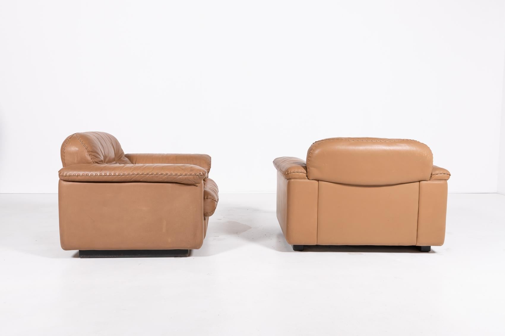 De Sede DS 101 brown leather lounge chairs, 1970’s For Sale 4