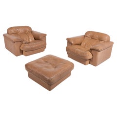Retro De Sede DS 101 brown leather lounge chairs, 1970’s