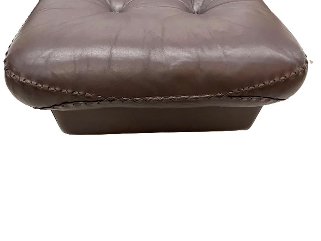 European De Sede DS-101 Brown Leather Set of a 2 Seater Sofa and an Ottoman For Sale
