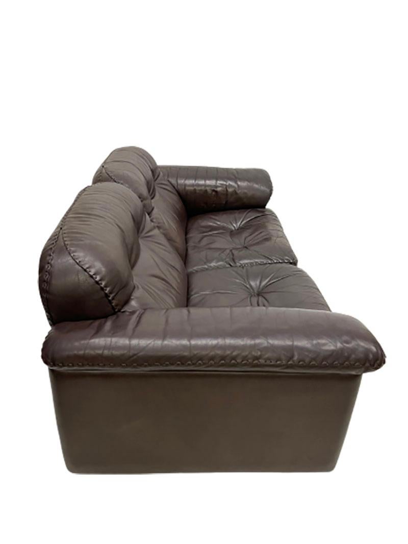De Sede DS-101 Brown Leather Set of a 2 Seater Sofa and an Ottoman For Sale 2
