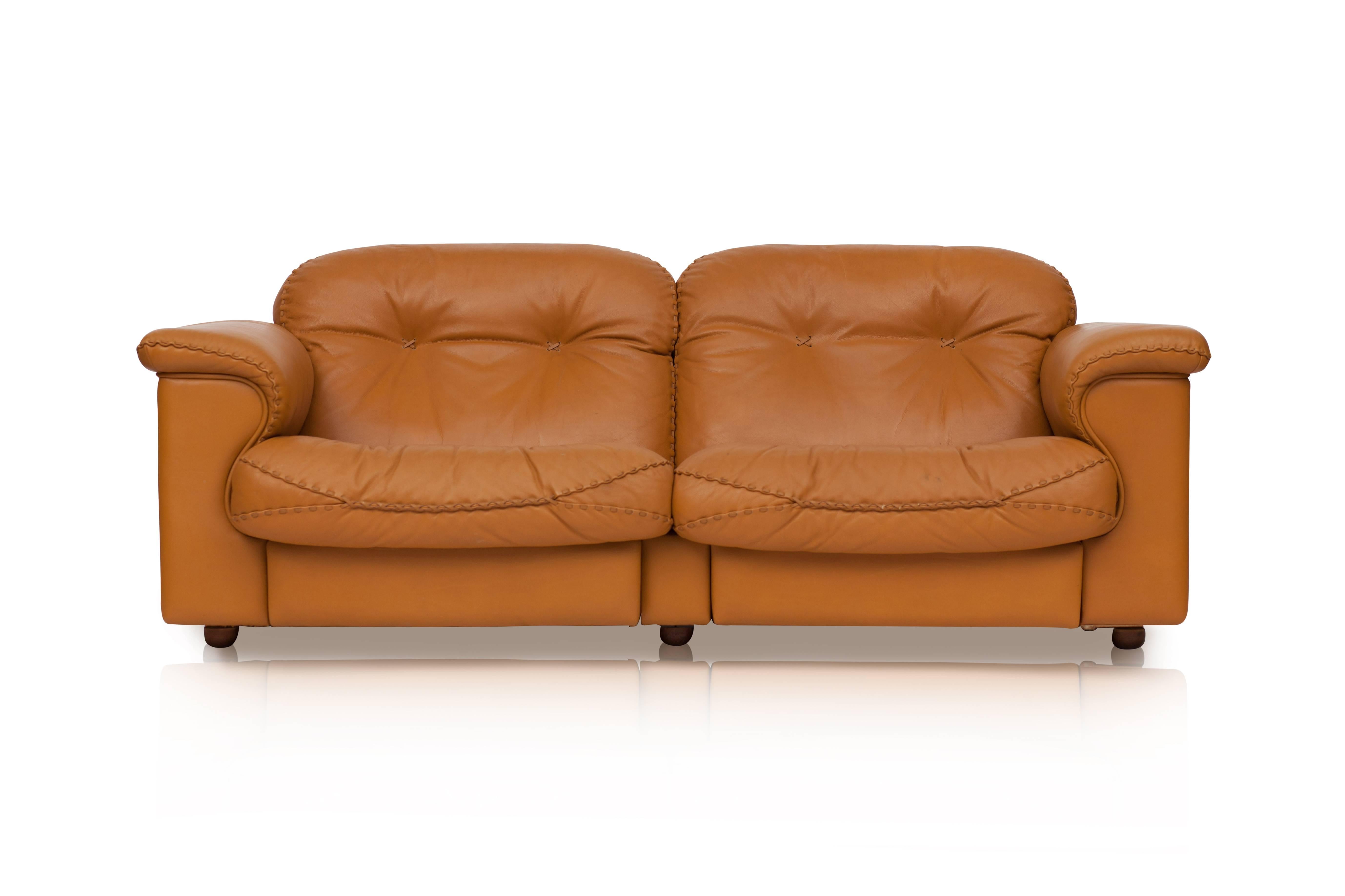 Swiss De Sede Ds 101 Brutalist Brown Leather Adjustable Sofa