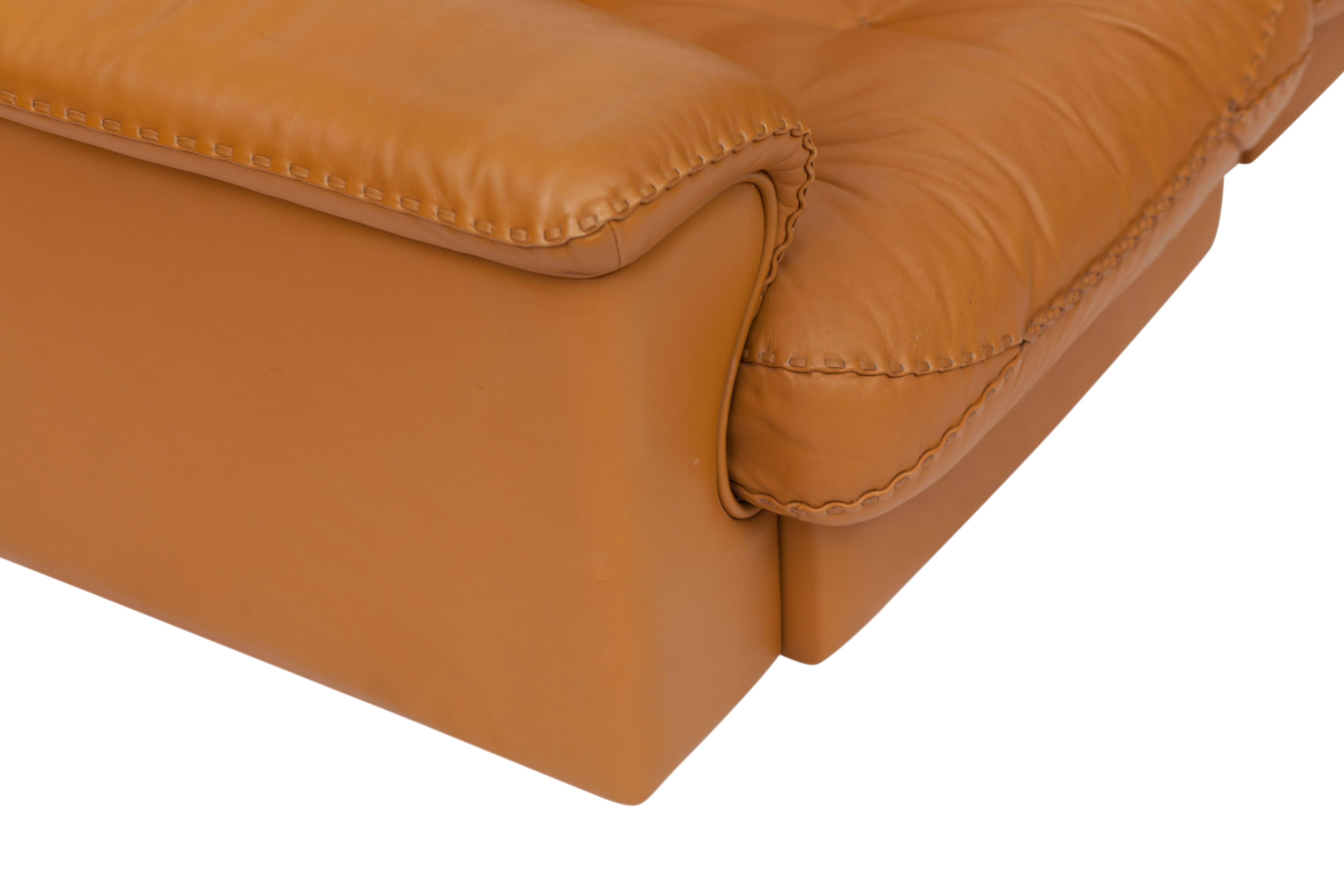 Mid-20th Century De Sede Ds 101 Brutalist Brown Leather Adjustable Sofa