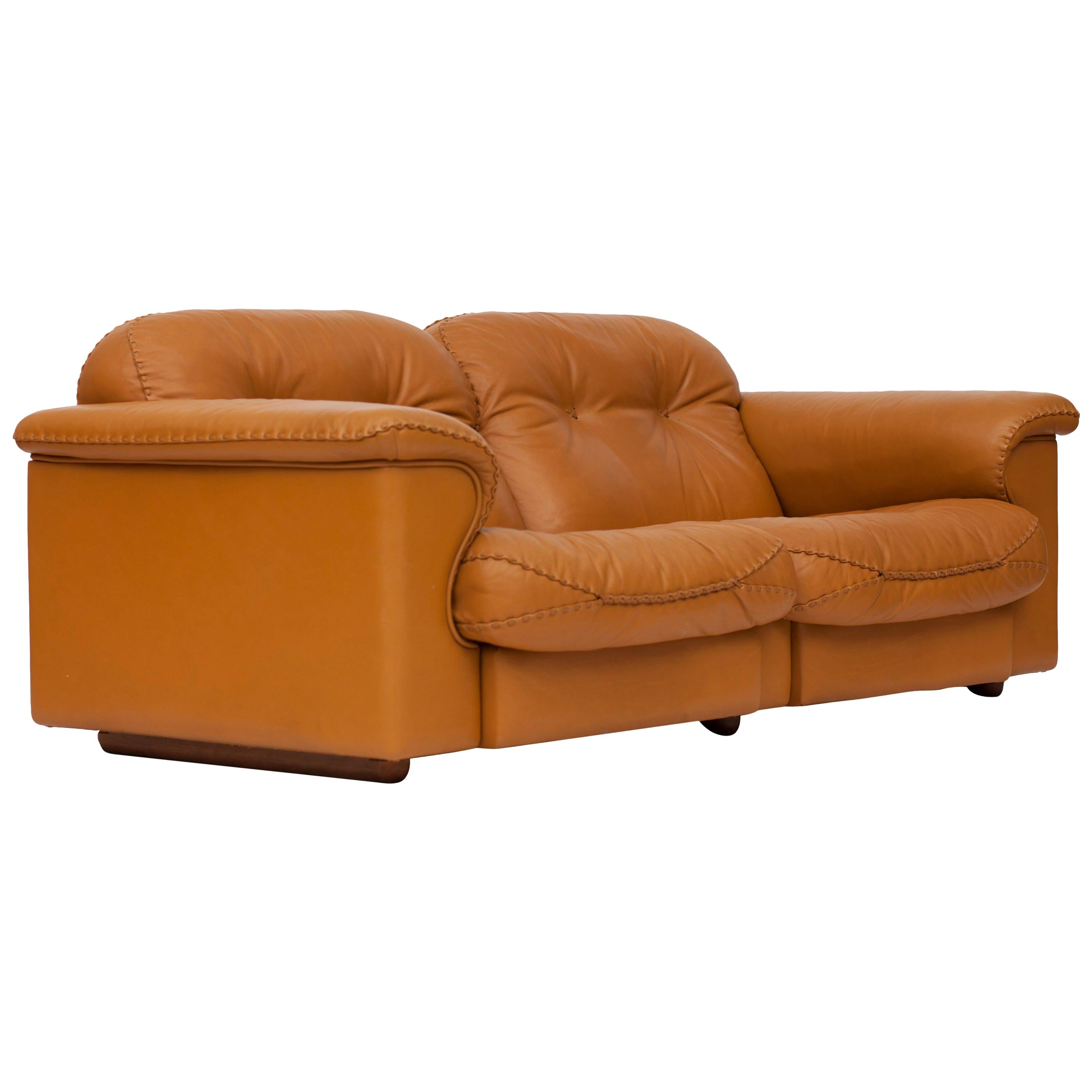 De Sede Ds 101 Brutalist Brown Leather Adjustable Sofa