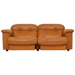De Sede Ds 101 Brutalist Brown Leather Adjustable Sofa