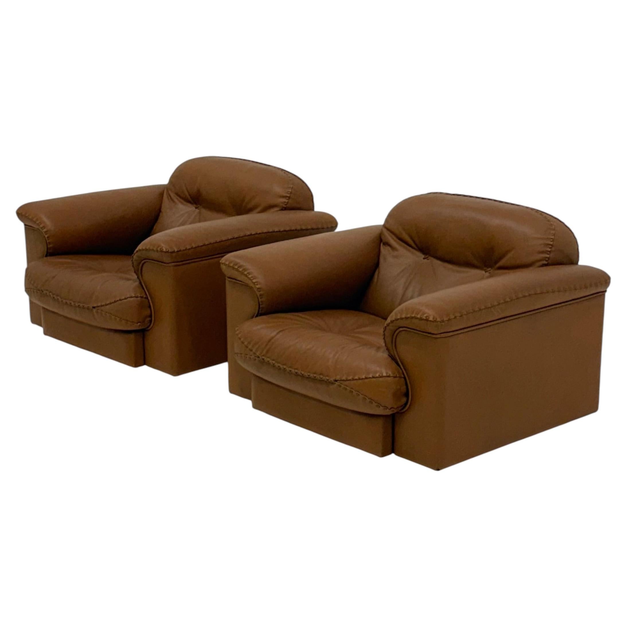 De Sede DS-101 camel brown vintage armchairs For Sale