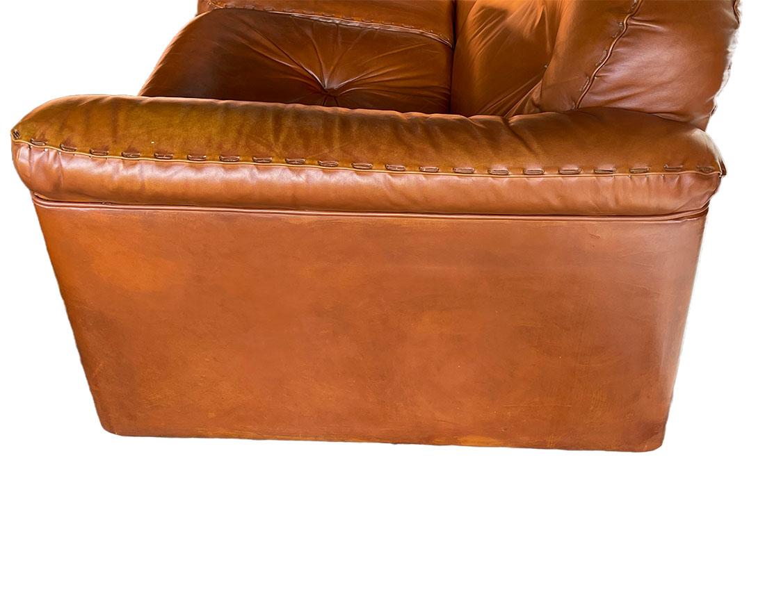 De Sede DS-101 Cognac Leather Set of 2 Sofas, Lounge Chair and an Ottoman For Sale 5