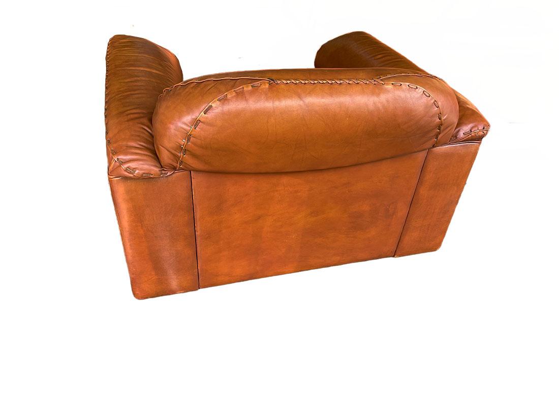 De Sede DS-101 Cognac Leather Set of 2 Sofas, Lounge Chair and an Ottoman For Sale 6
