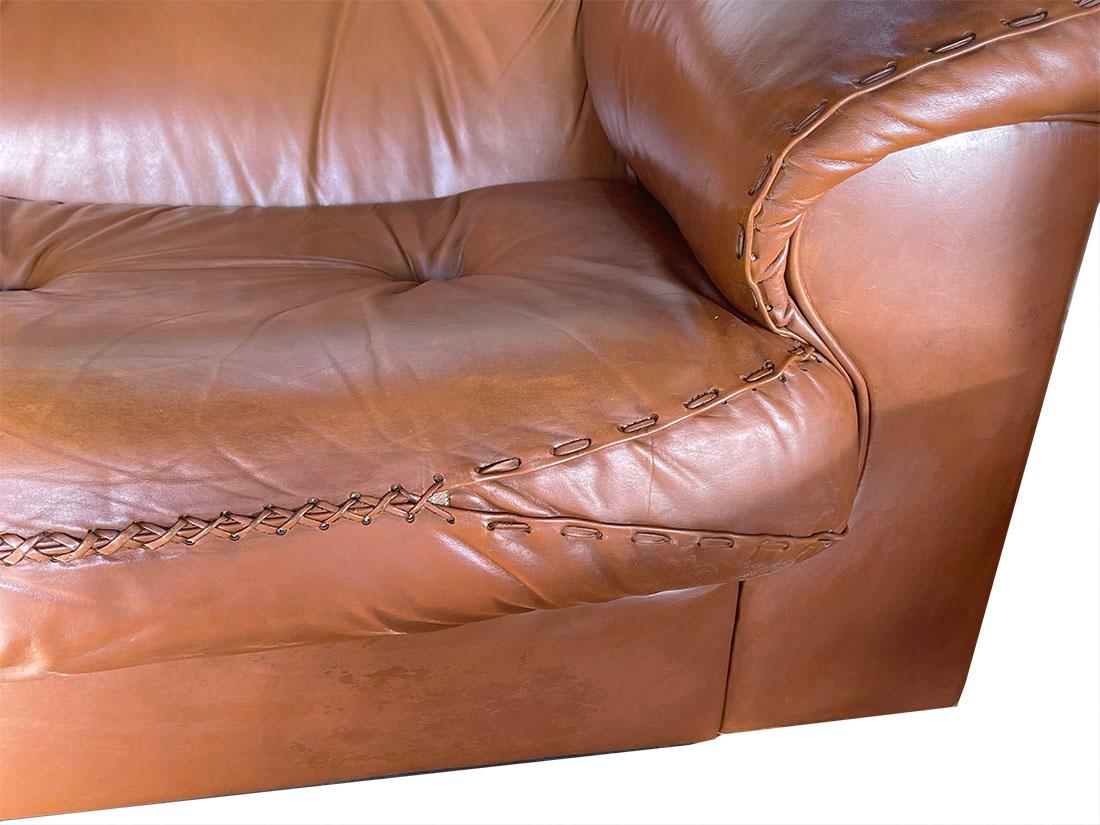 De Sede DS-101 Cognac Leather Set of 2 Sofas, Lounge Chair and an Ottoman For Sale 3