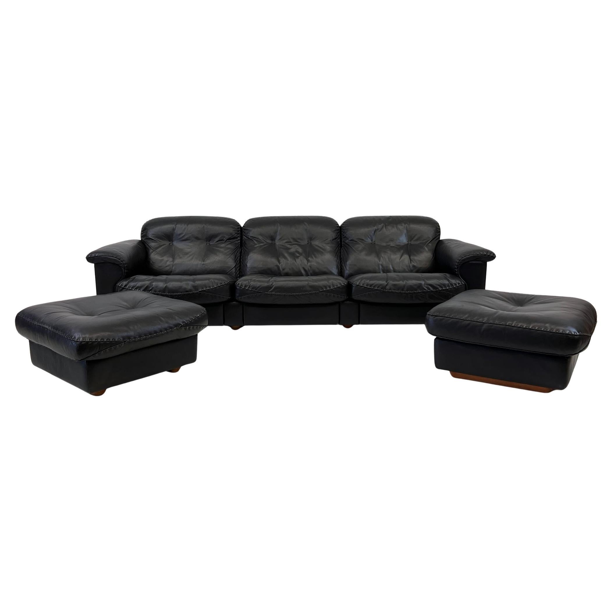 De Sede DS-101 James Bond canapé inclinable en cuir à 3 places avec 2 Ottomans