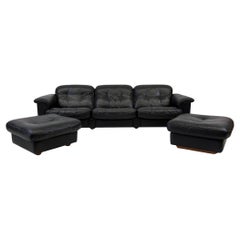 De Sede DS-101 James Bond canapé inclinable en cuir à 3 places avec 2 Ottomans