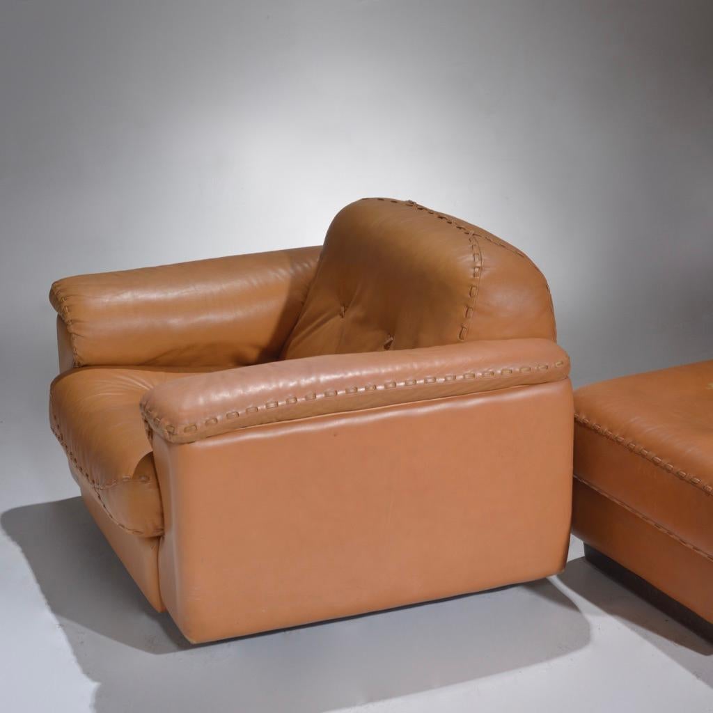 De Sede „DS-101“ Sessel und Ottomane aus Leder, 1960er Jahre im Angebot 5