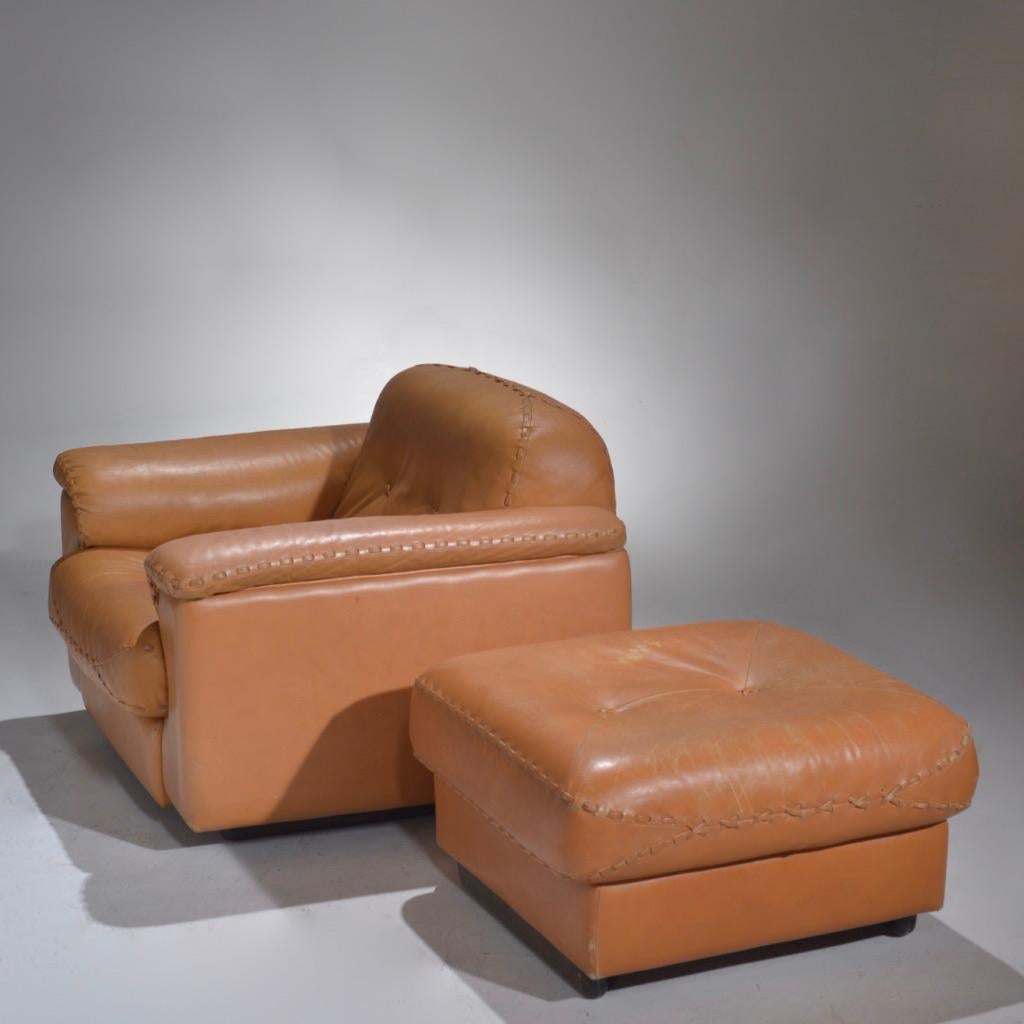 De Sede „DS-101“ Sessel und Ottomane aus Leder, 1960er Jahre im Angebot 8