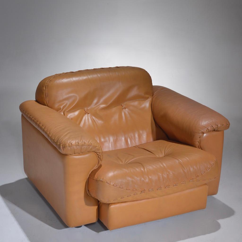 De Sede fauteuil de salon et ottoman en cuir DS-101, années 1960 en vente 8