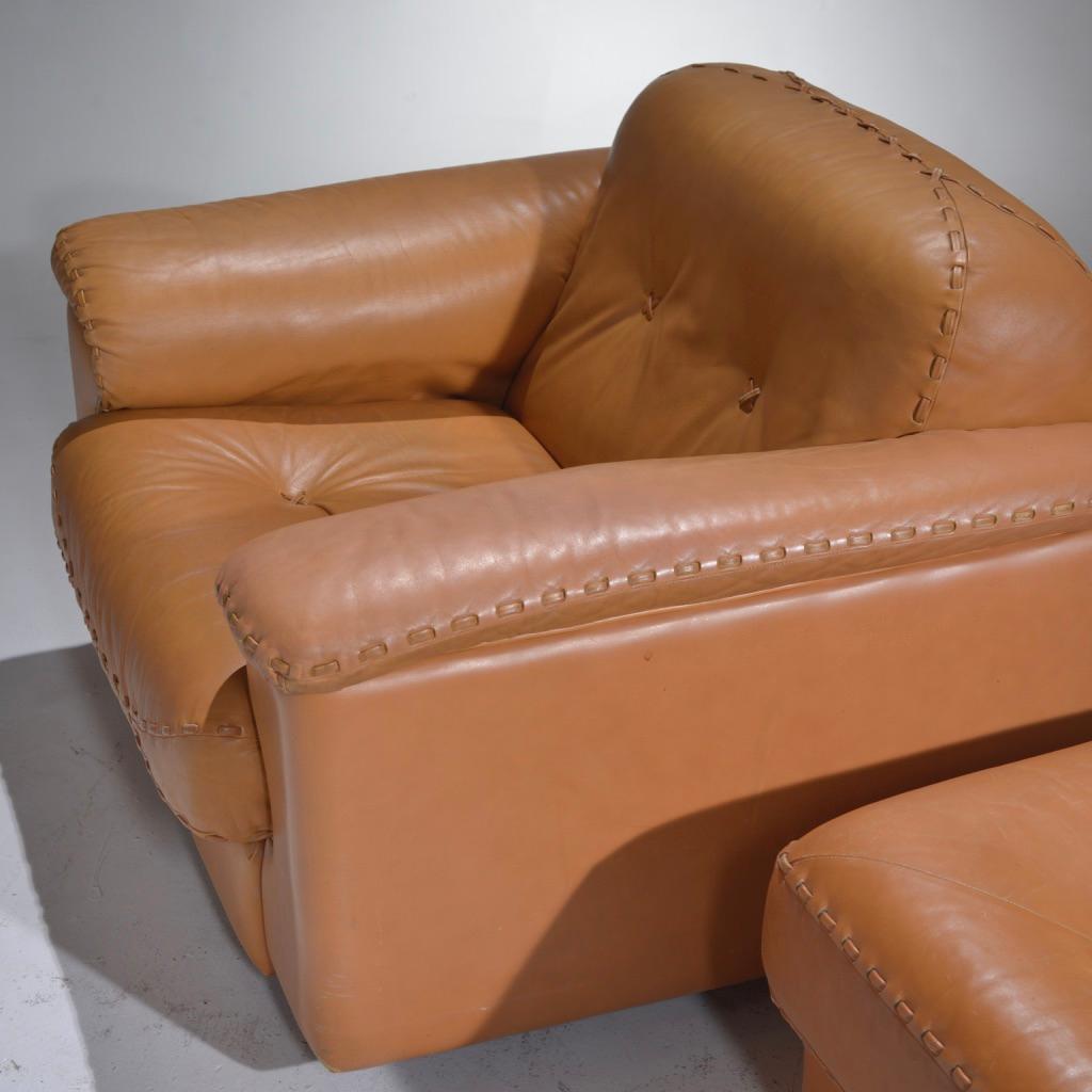 De Sede fauteuil de salon et ottoman en cuir DS-101, années 1960 en vente 9