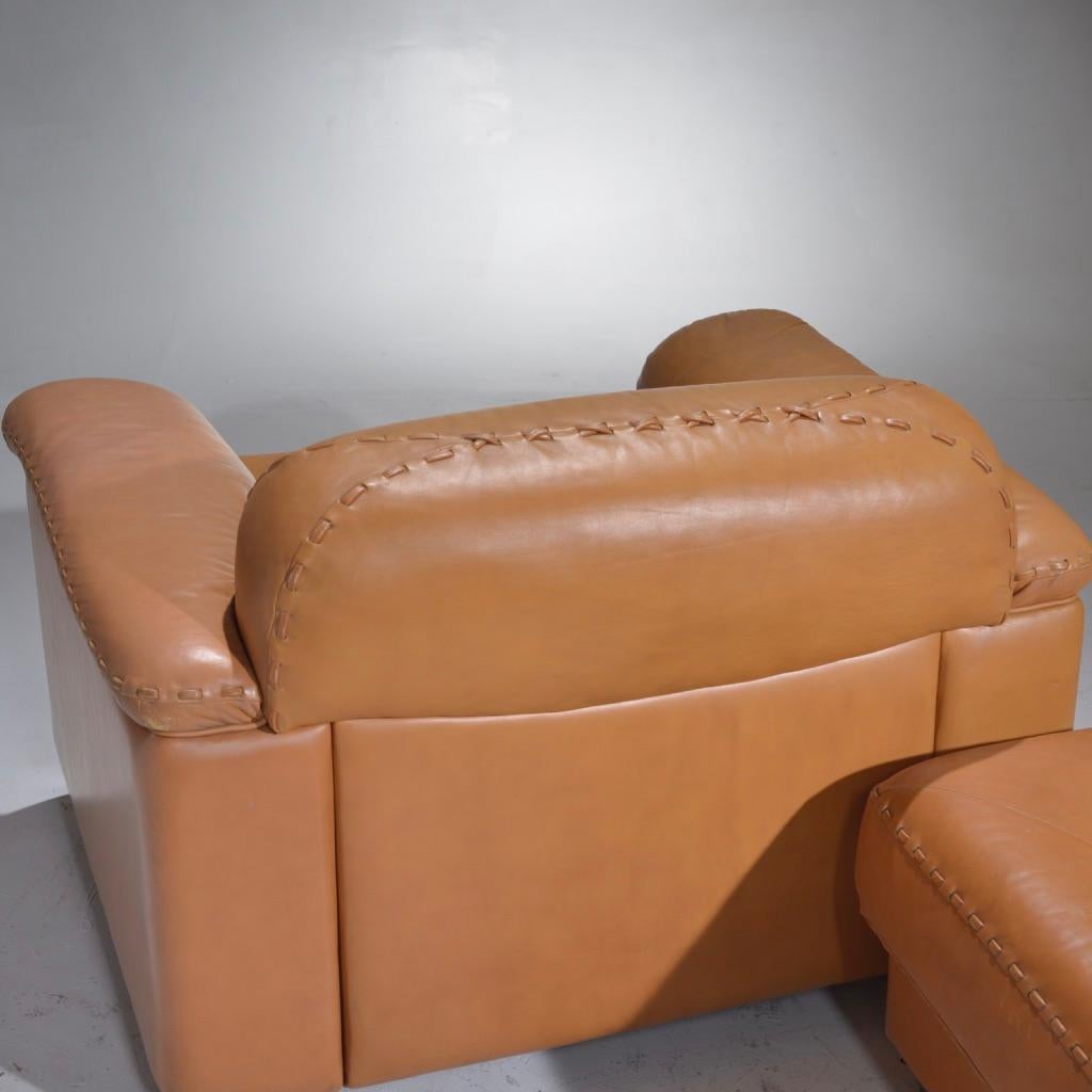 De Sede fauteuil de salon et ottoman en cuir DS-101, années 1960 en vente 10