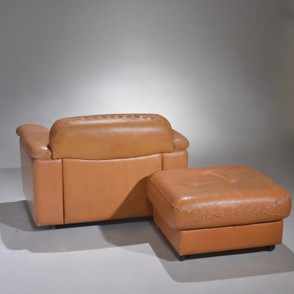 De Sede fauteuil de salon et ottoman en cuir DS-101, années 1960 en vente 11