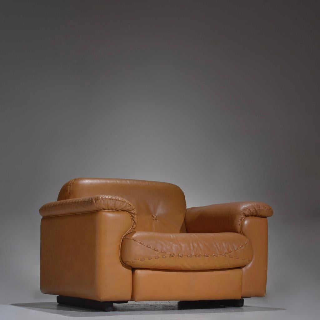 Cuir De Sede fauteuil de salon et ottoman en cuir DS-101, années 1960 en vente
