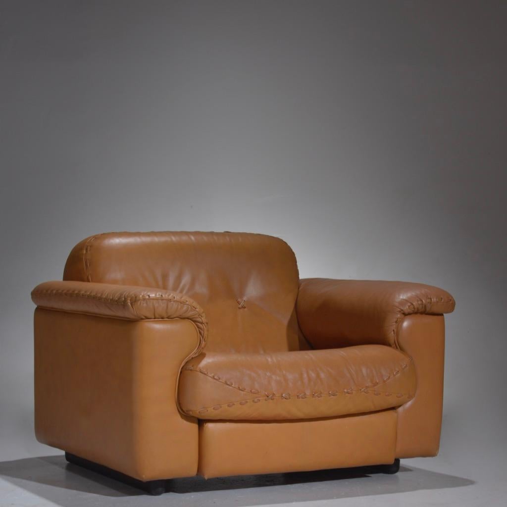 De Sede fauteuil de salon et ottoman en cuir DS-101, années 1960 en vente 2