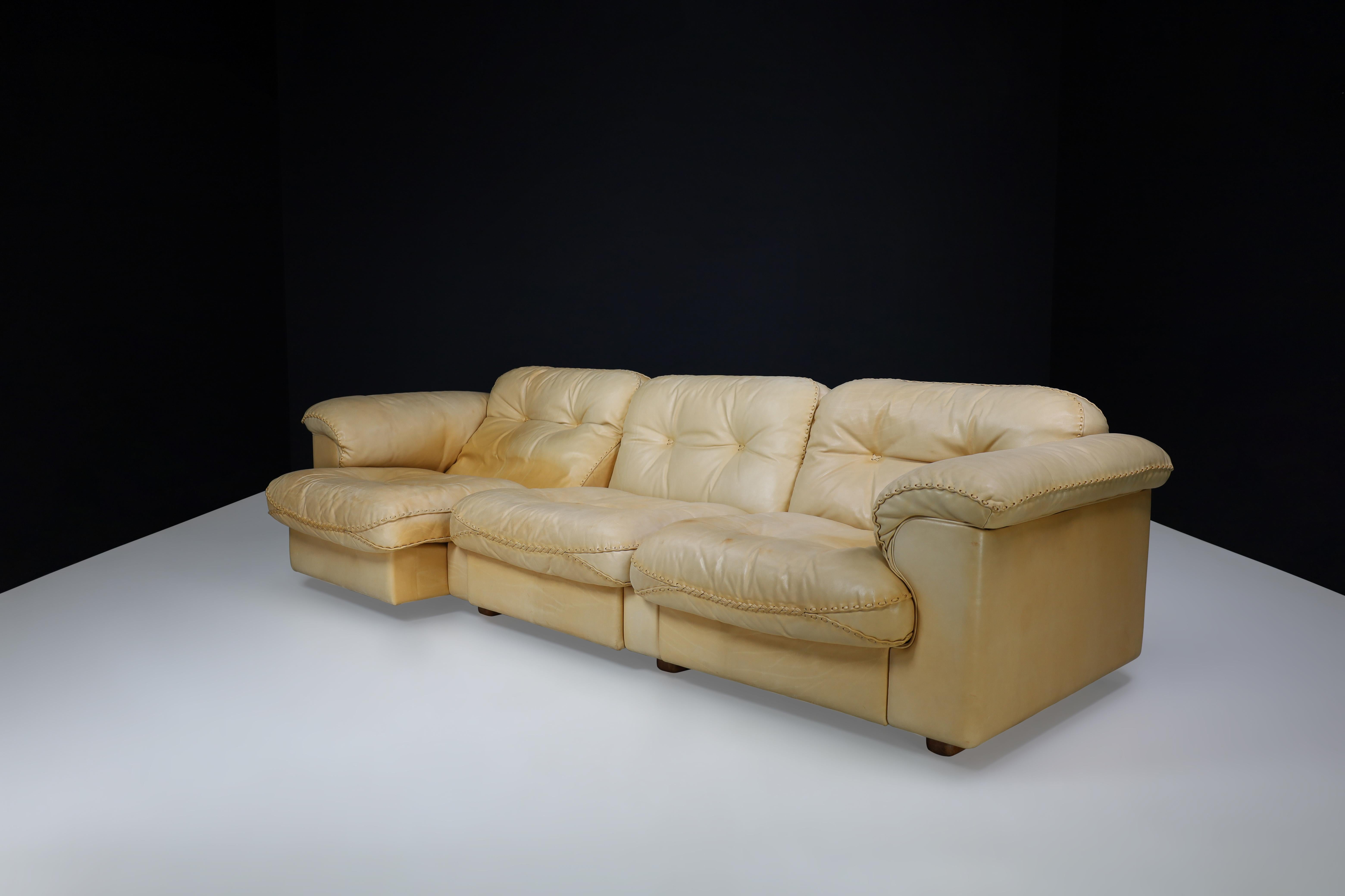De Sede DS-101 Leather Three-Seater Sofa, Switzerland, 1960s For Sale 4