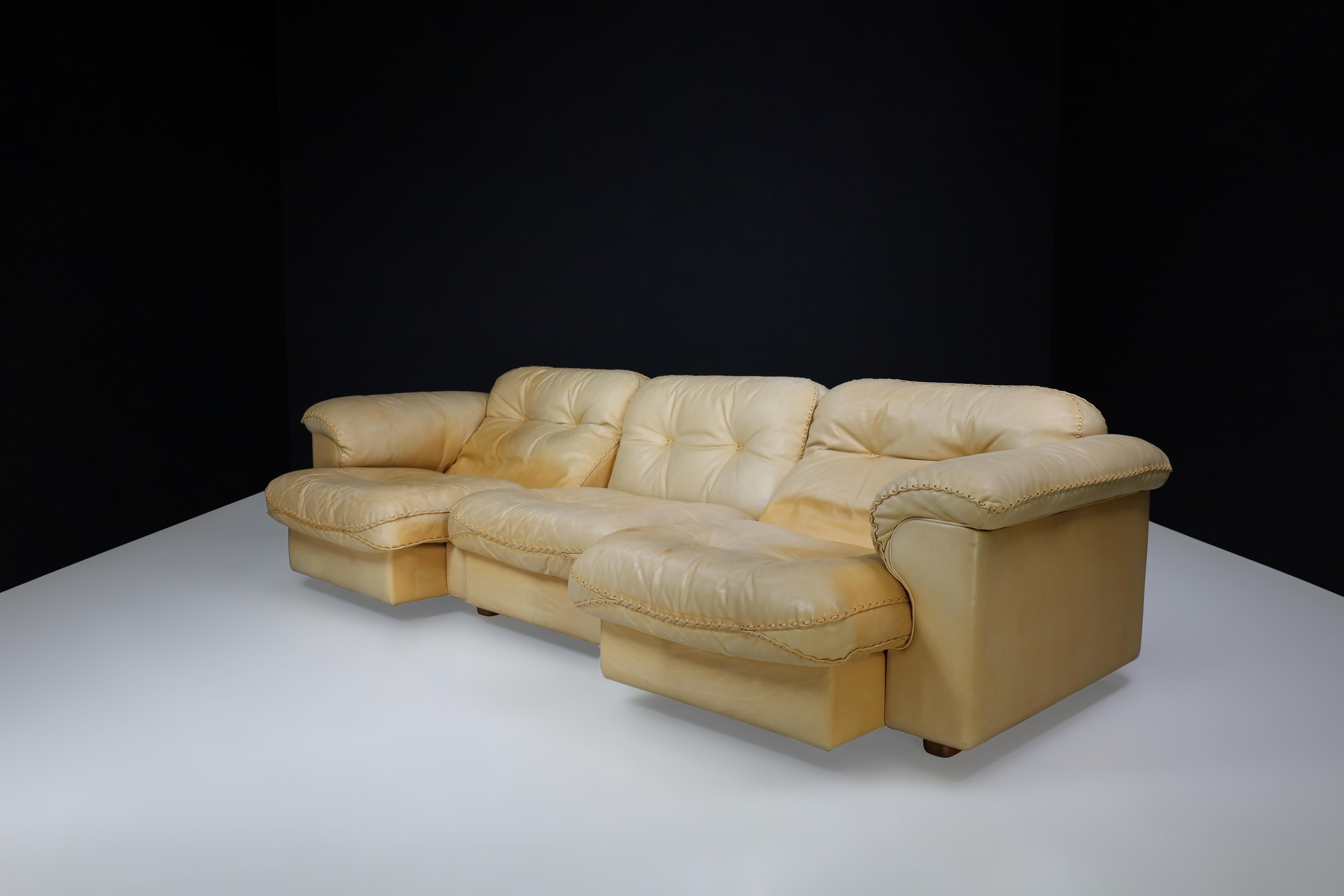 De Sede DS-101 Leather Three-Seater Sofa, Switzerland, 1960s For Sale 5