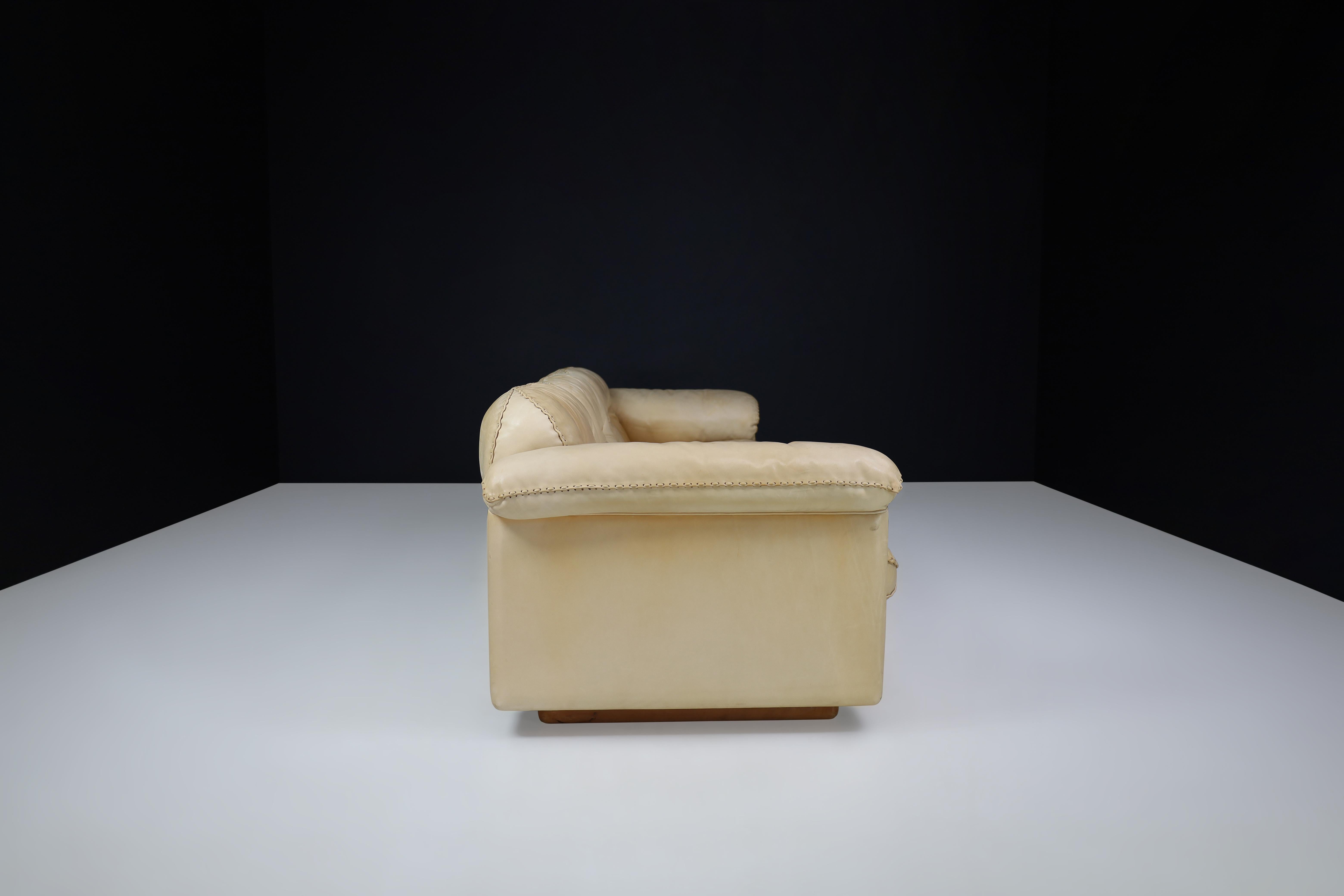 20th Century De Sede DS-101 Leather Three-Seater Sofa, Switzerland, 1960s For Sale