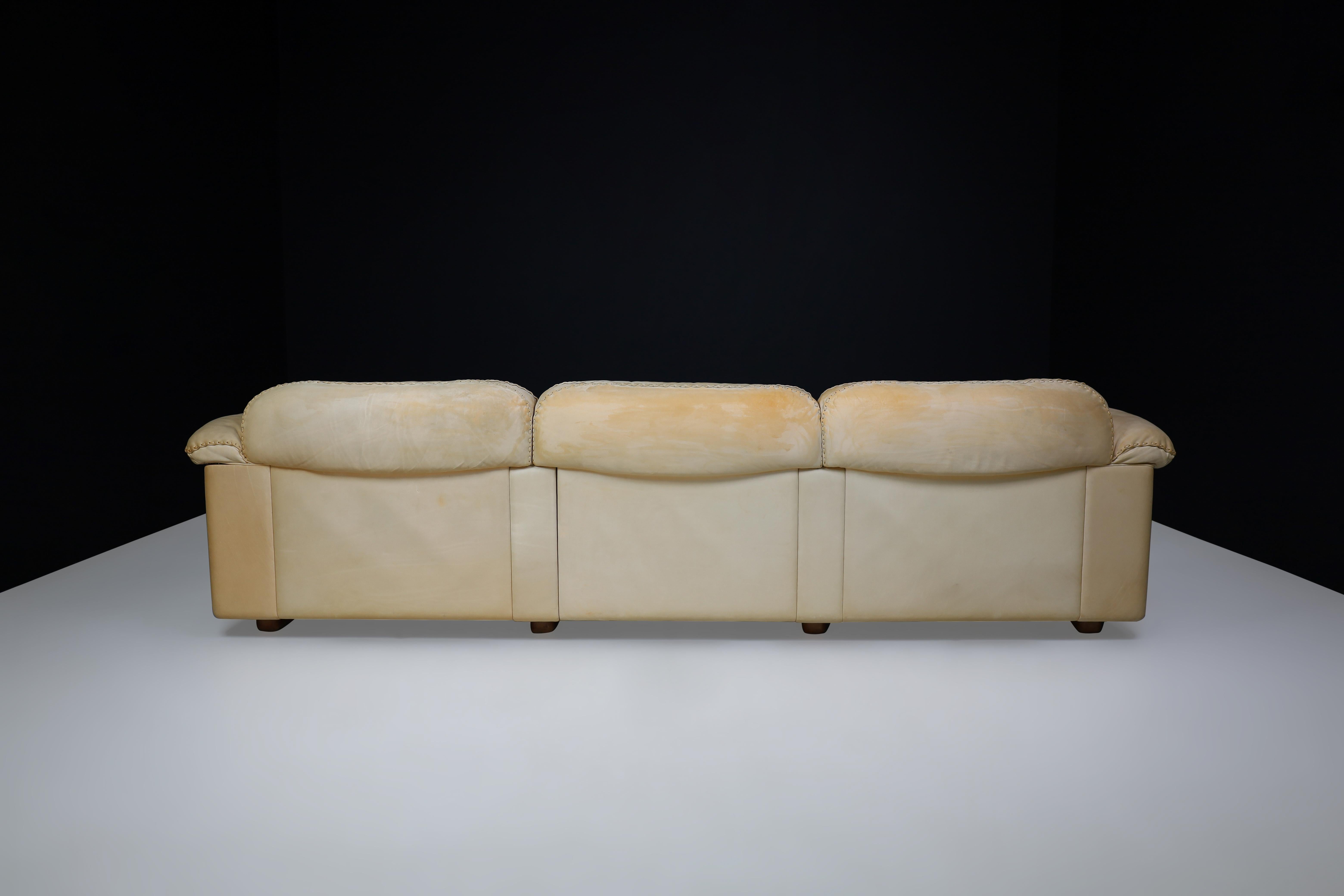 De Sede DS-101 Leather Three-Seater Sofa, Switzerland, 1960s For Sale 1