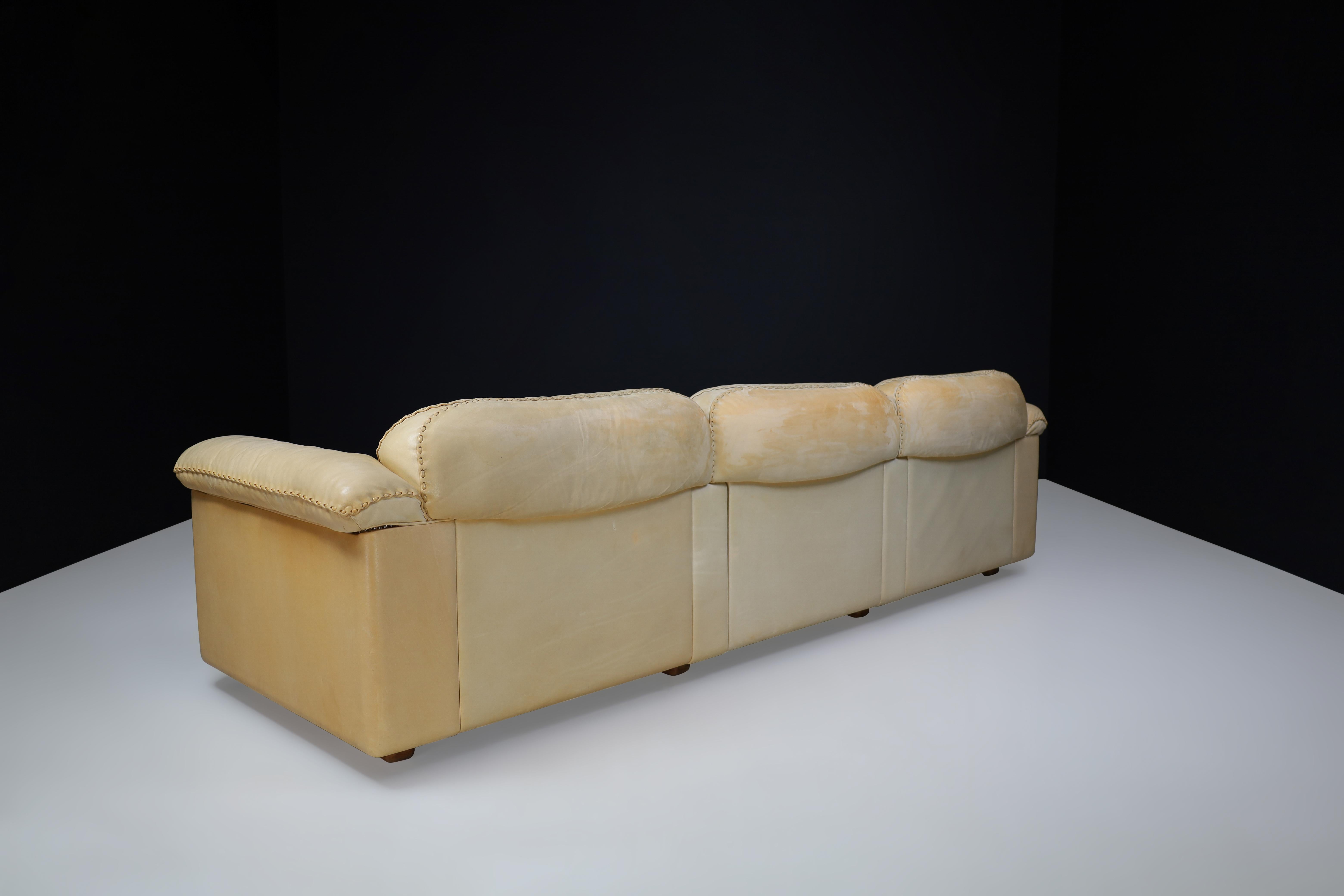 De Sede DS-101 Leather Three-Seater Sofa, Switzerland, 1960s For Sale 2