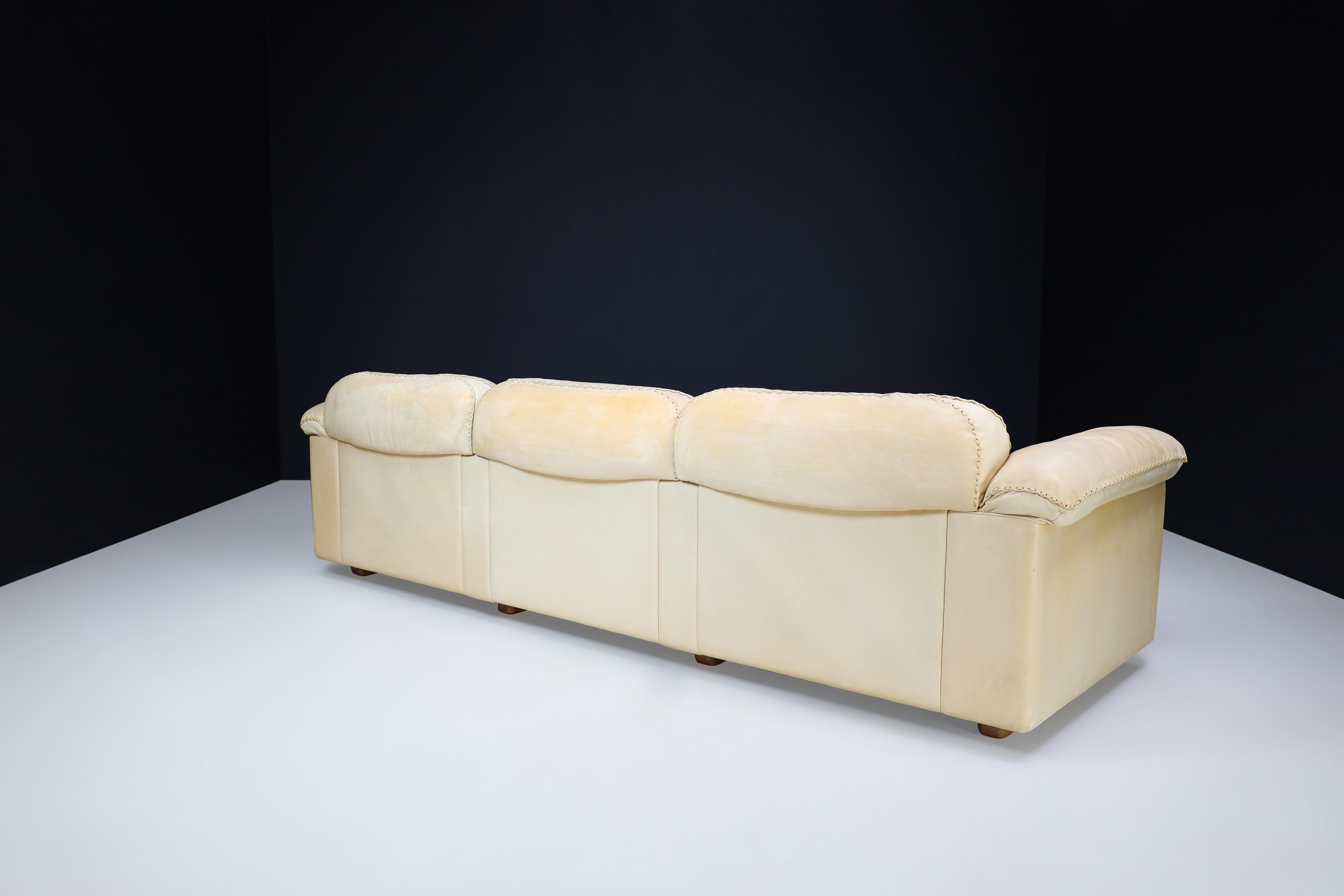 De Sede DS-101 Leather Three-Seater Sofa, Switzerland, 1960s For Sale 3