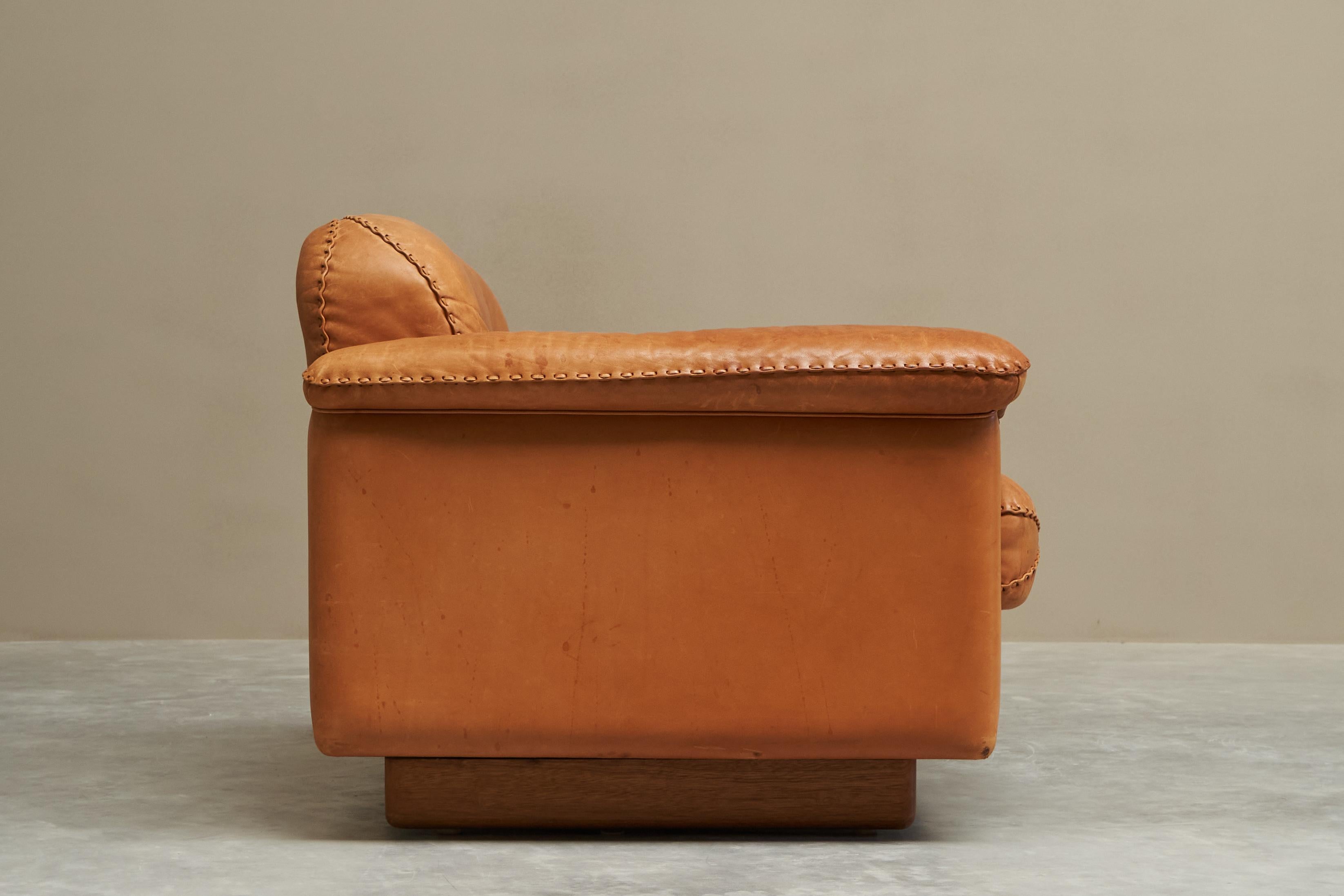 De Sede DS-101 Lounge Chair in Patinated Cognac Leather 1970s For Sale 3