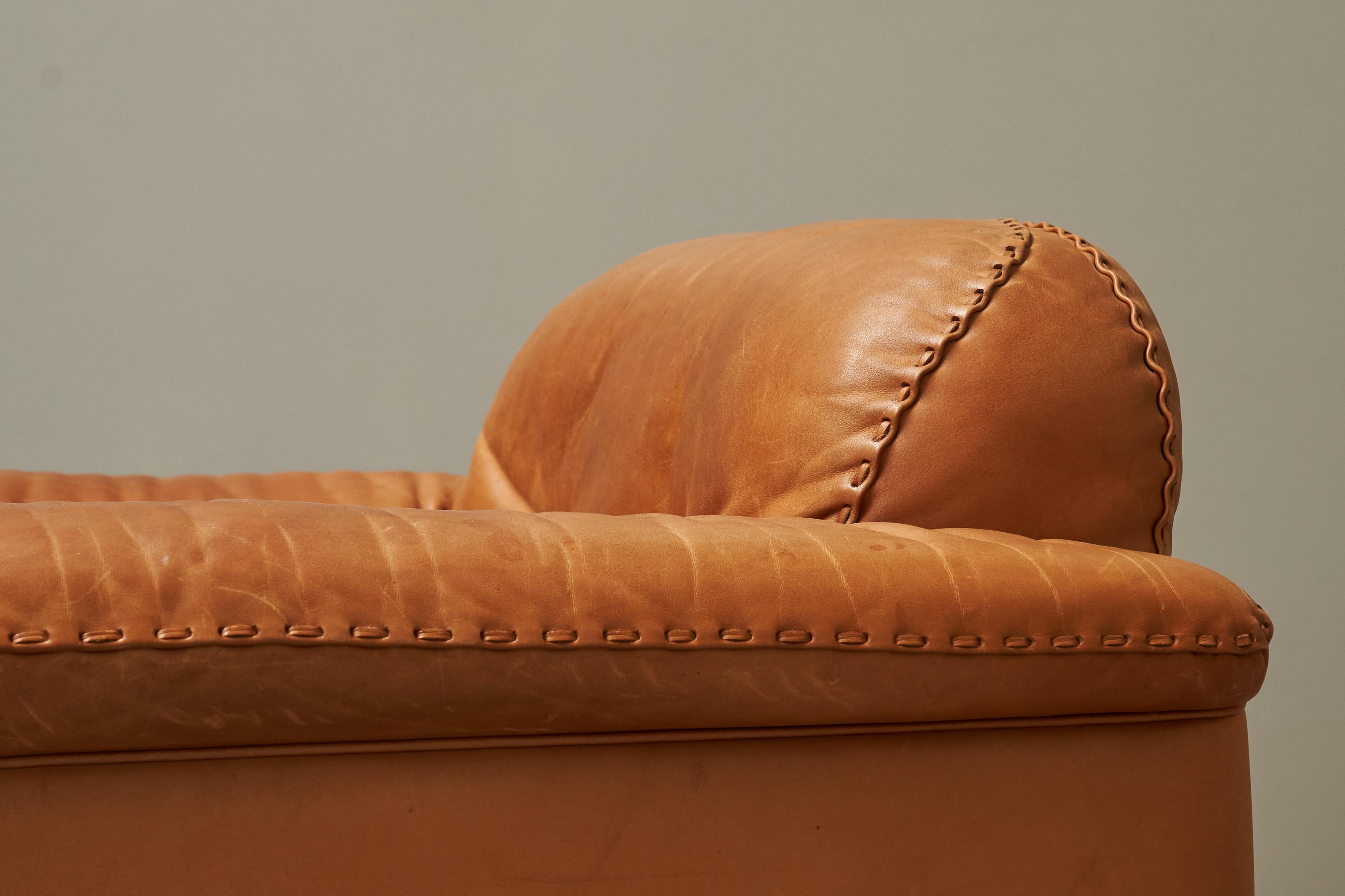 De Sede DS-101 Lounge Chair in Patinated Cognac Leather 1970s For Sale 5