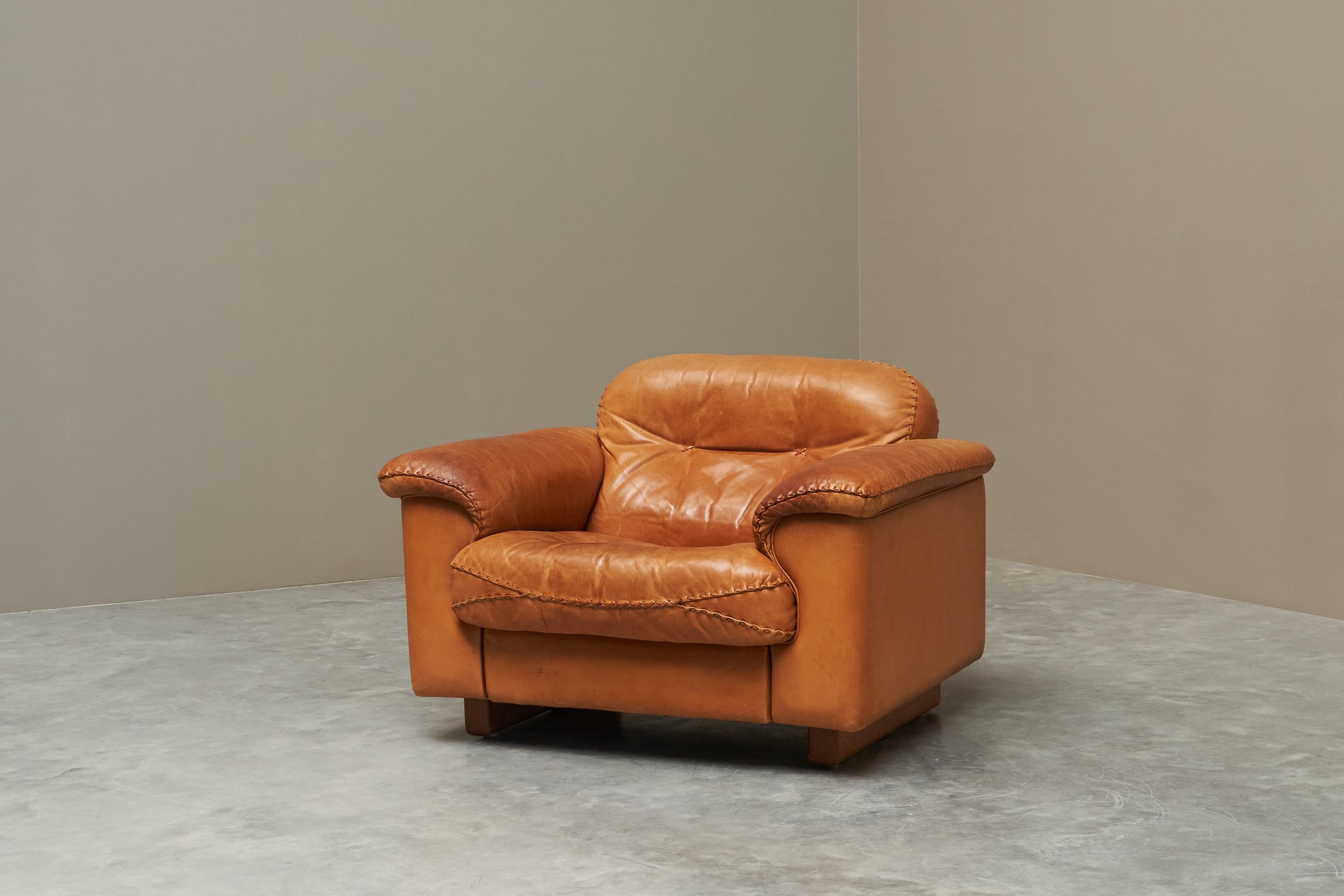 De Sede DS-101 Lounge Chair in Patinated Cognac Leather 1970s In Good Condition For Sale In Meer, VAN