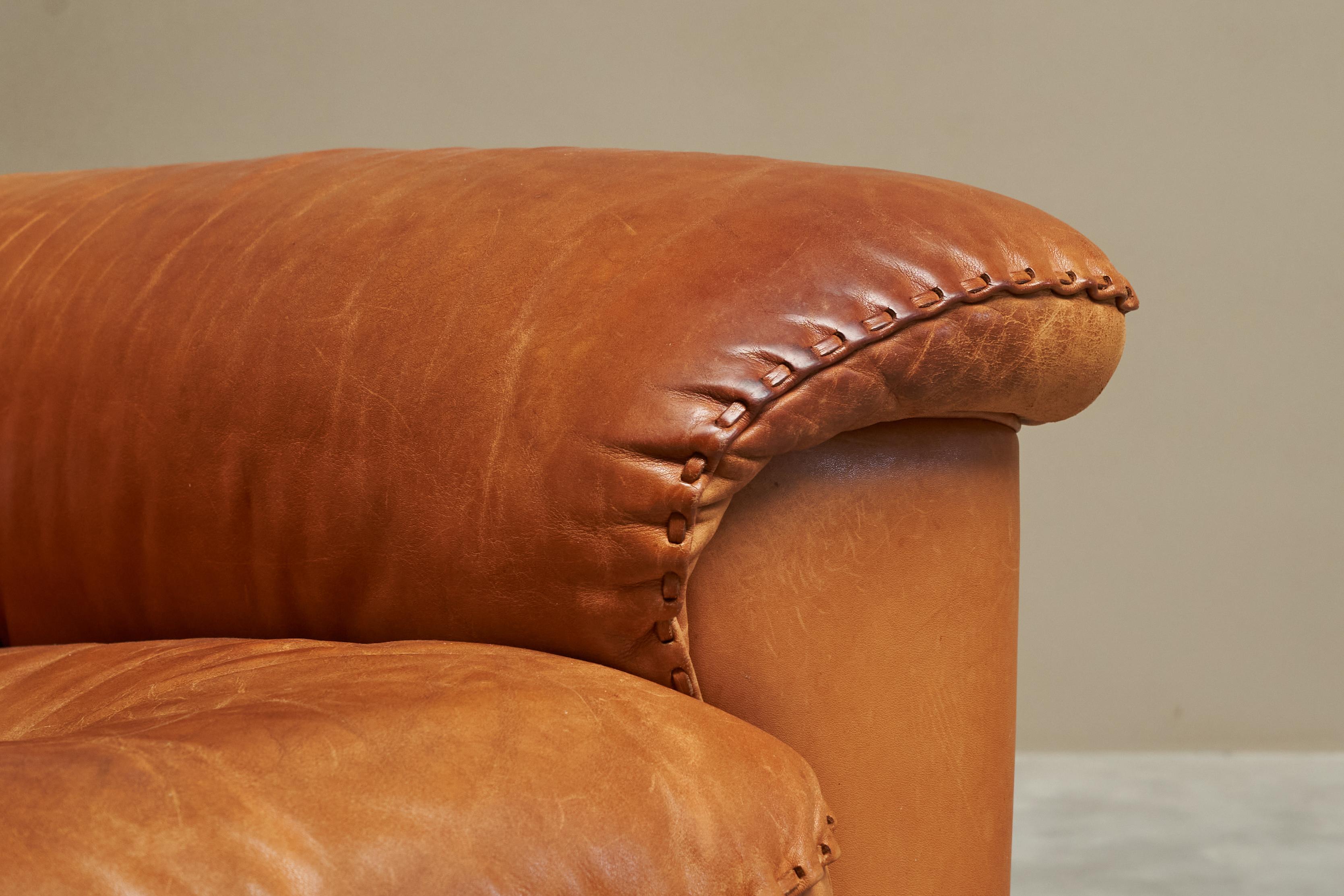De Sede DS-101 Lounge Chair in Patinated Cognac Leather 1970s For Sale 2