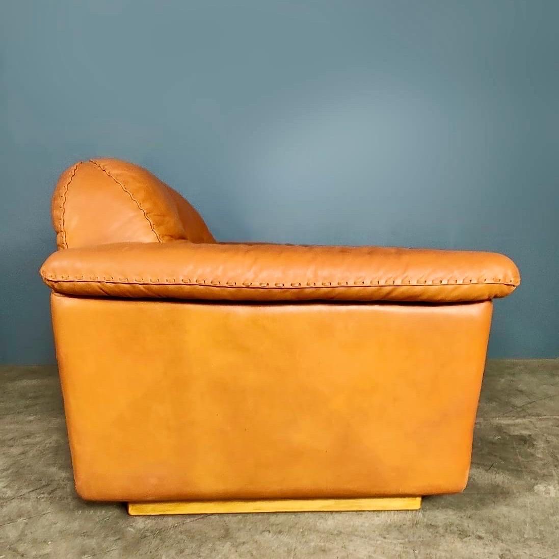 De Sede DS-101 Reclining Armchair Lounge Tan Brown Leather Mid Century Vintage In Excellent Condition In Cambridge, GB