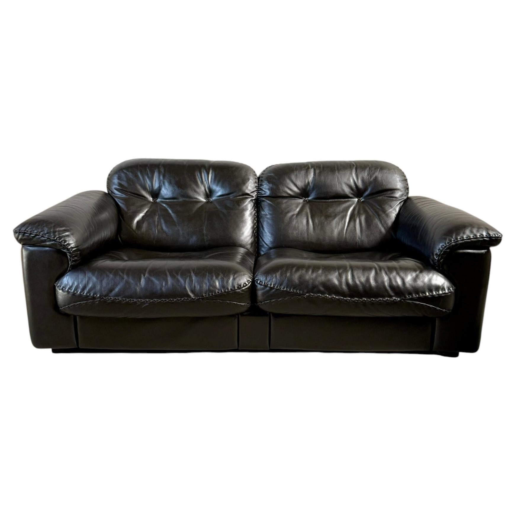 De Sede DS-101 Two-Seater Sofa in Dark Brown Leather For Sale