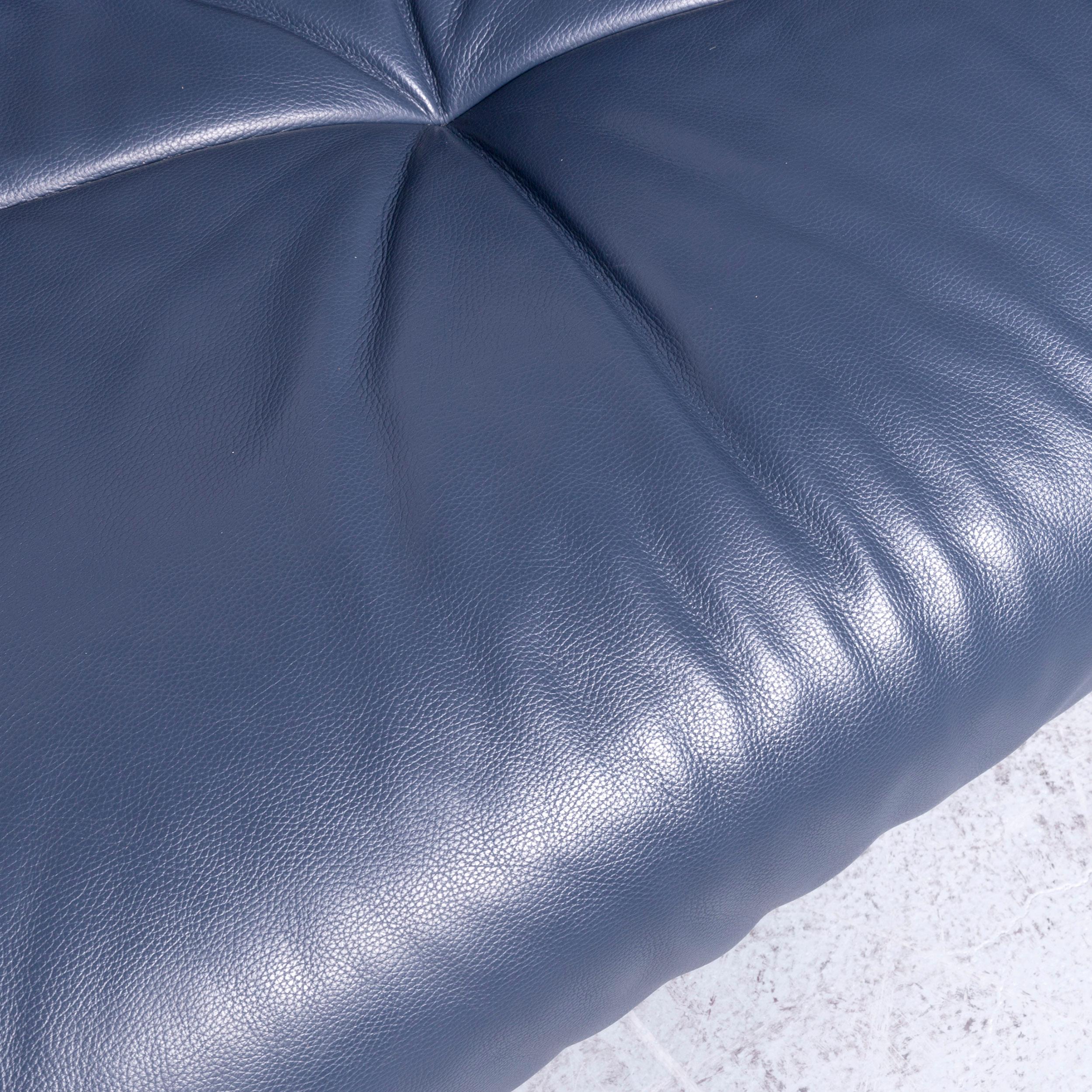 De Sede Ds 102 Designer Leather Sofa Blue Three-Seat Couch 1