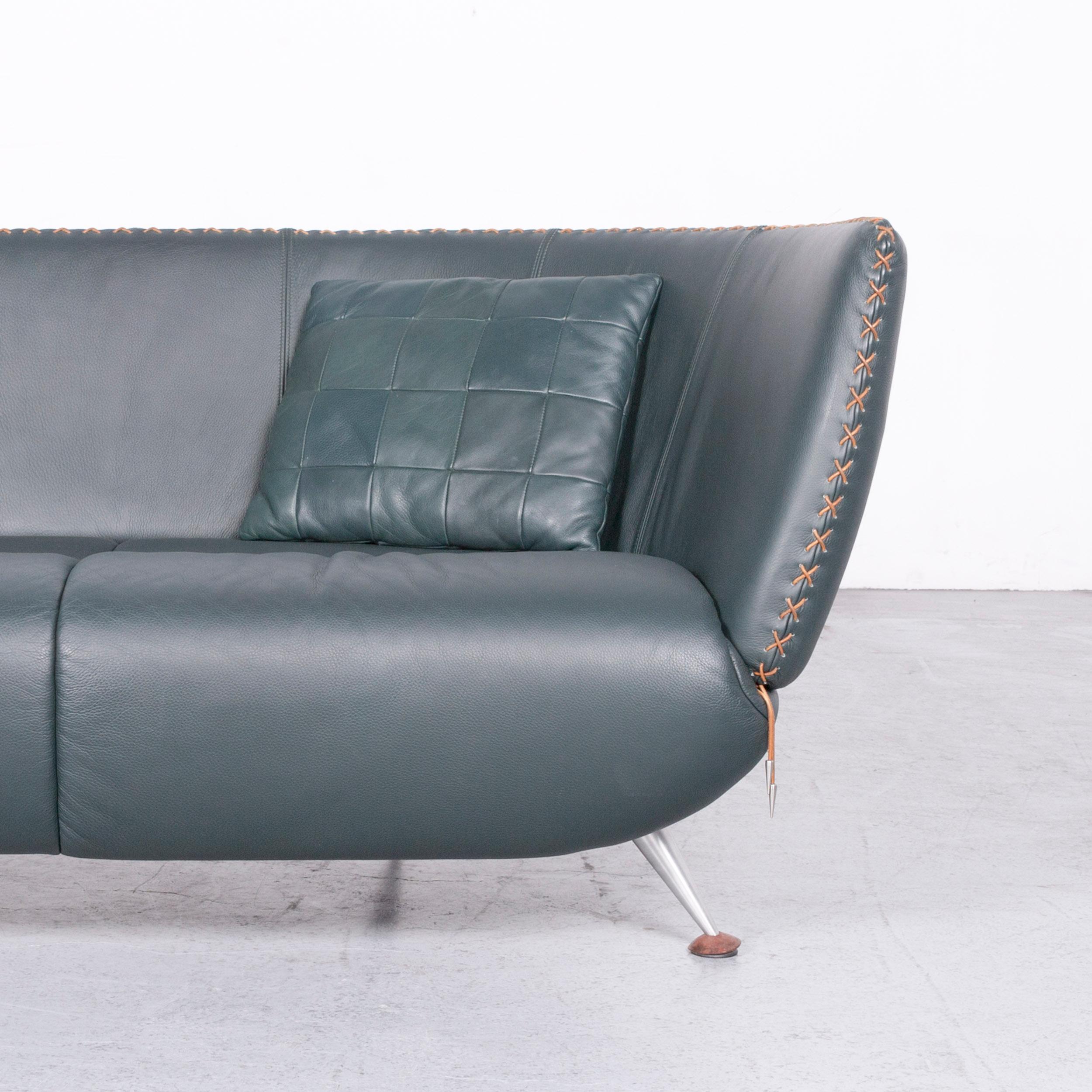 De Sede Ds 102 Designer Leather Sofa Green Two-Seat Couch In Excellent Condition For Sale In Cologne, DE